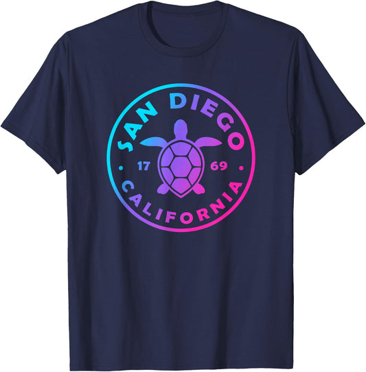 San Diego California Sea Turtle Tie Dye Beach Vacation T-Shirt - T-Shirt | Navy