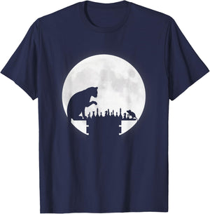 Funny Chess Board Cat Mouse Chess Playing Moon Graphics Gift T-Shirt - T-Shirt | Navy