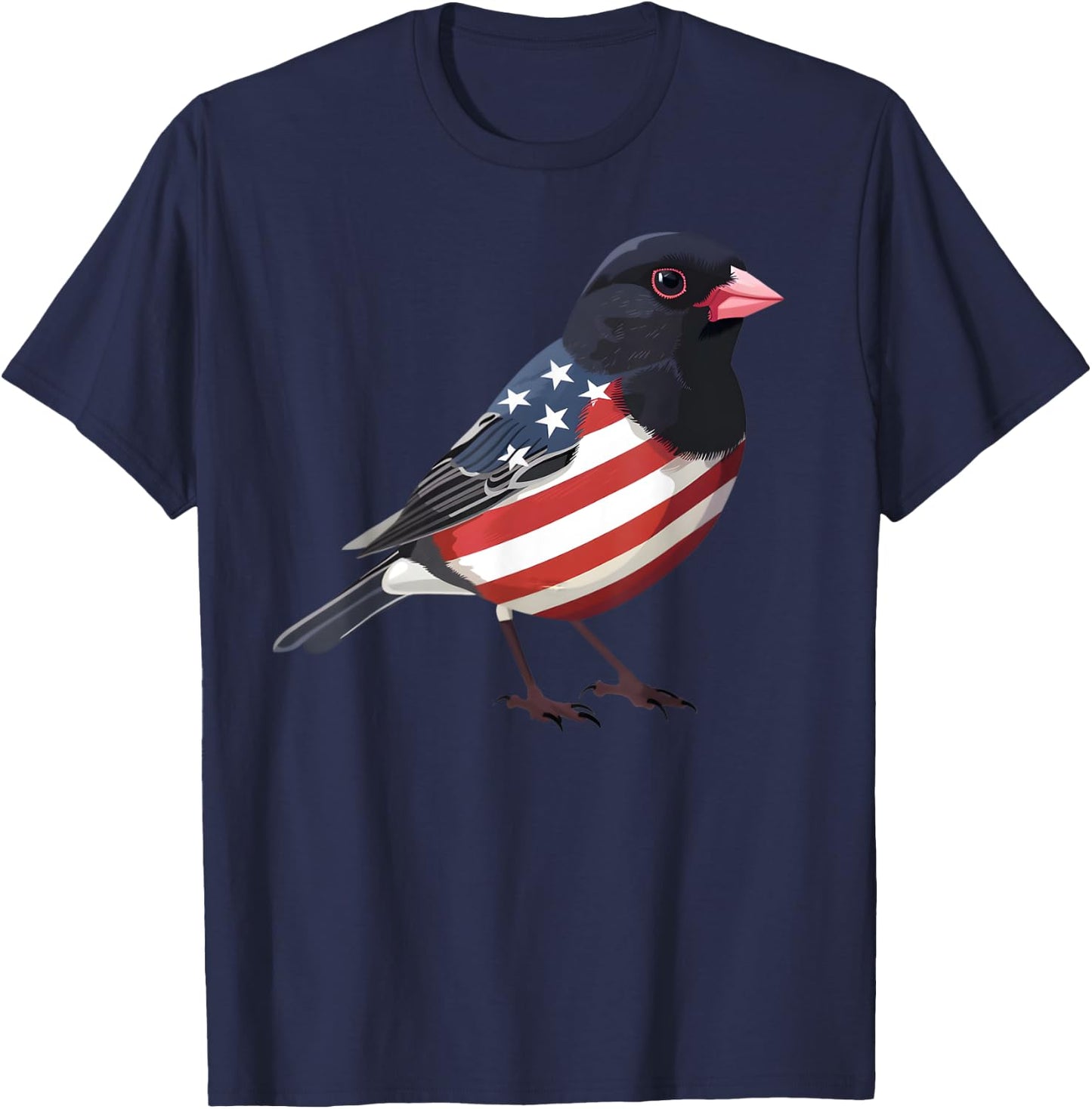 US Flag Dark Eyed Junco Patriotic Bird Face 4th Of July T-Shirt - T-Shirt | Navy