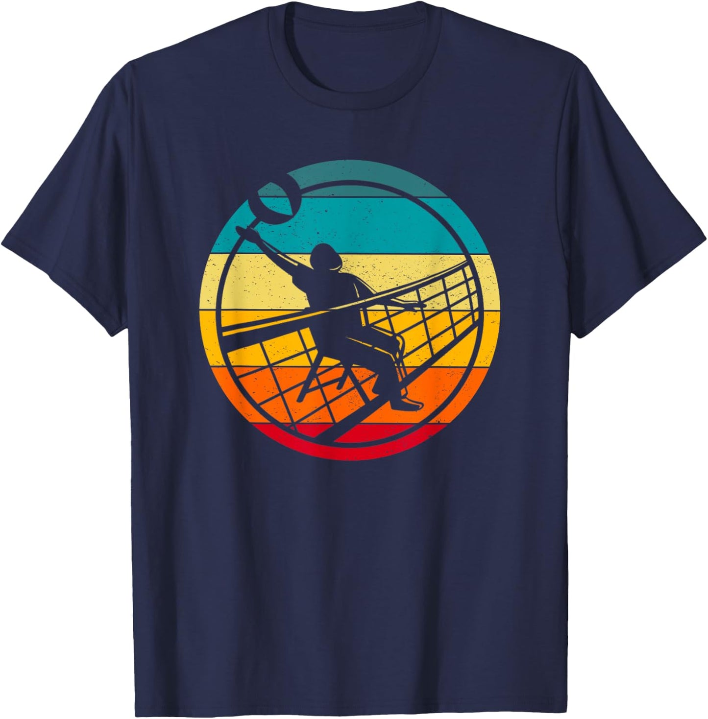 Retro Vintage Volleyballer Design Chair Volleyball T-Shirt - T-Shirt | Navy