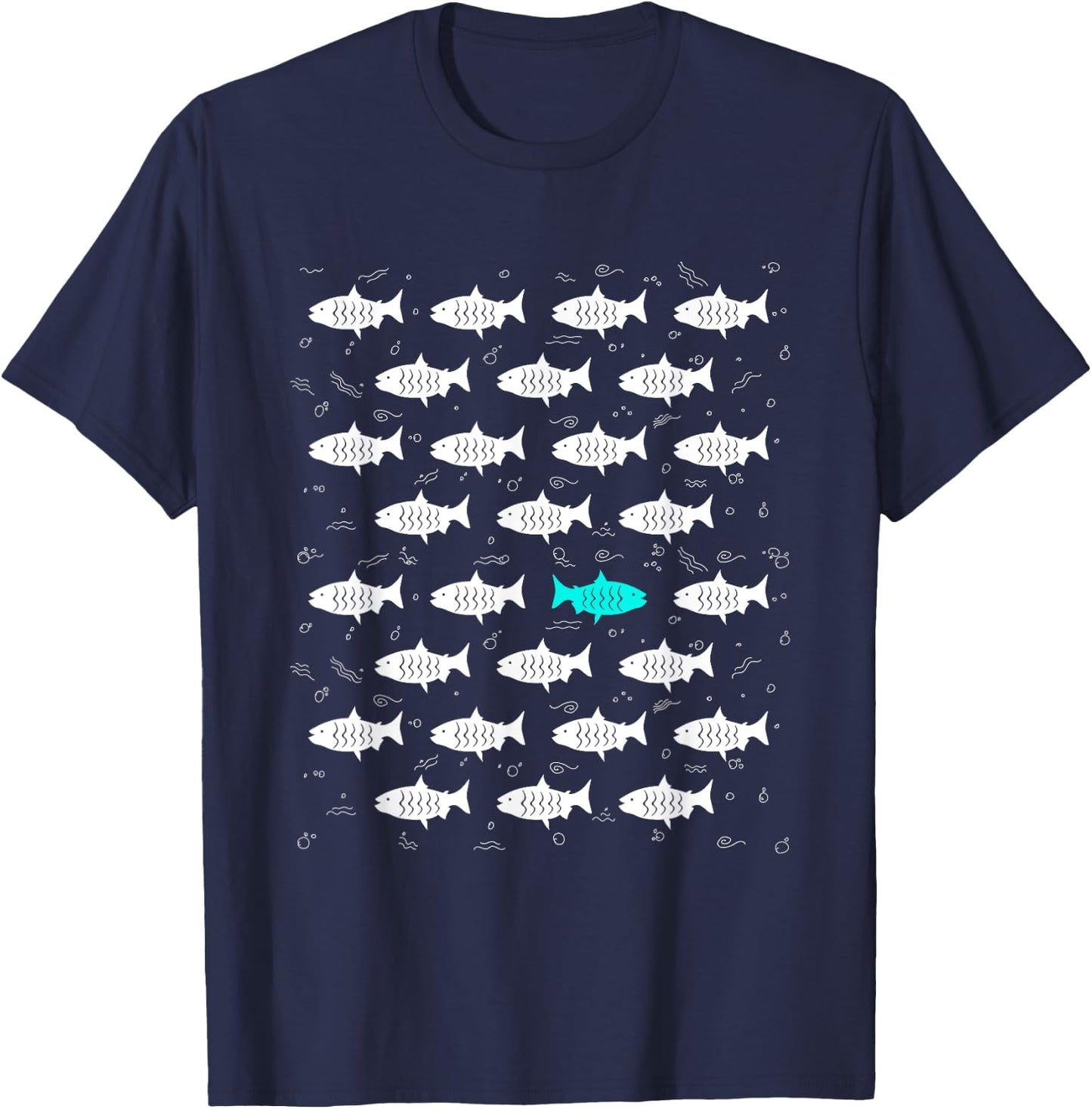 Fish Swimming Against the Ocean and against Current design T-Shirt - T-Shirt | Navy