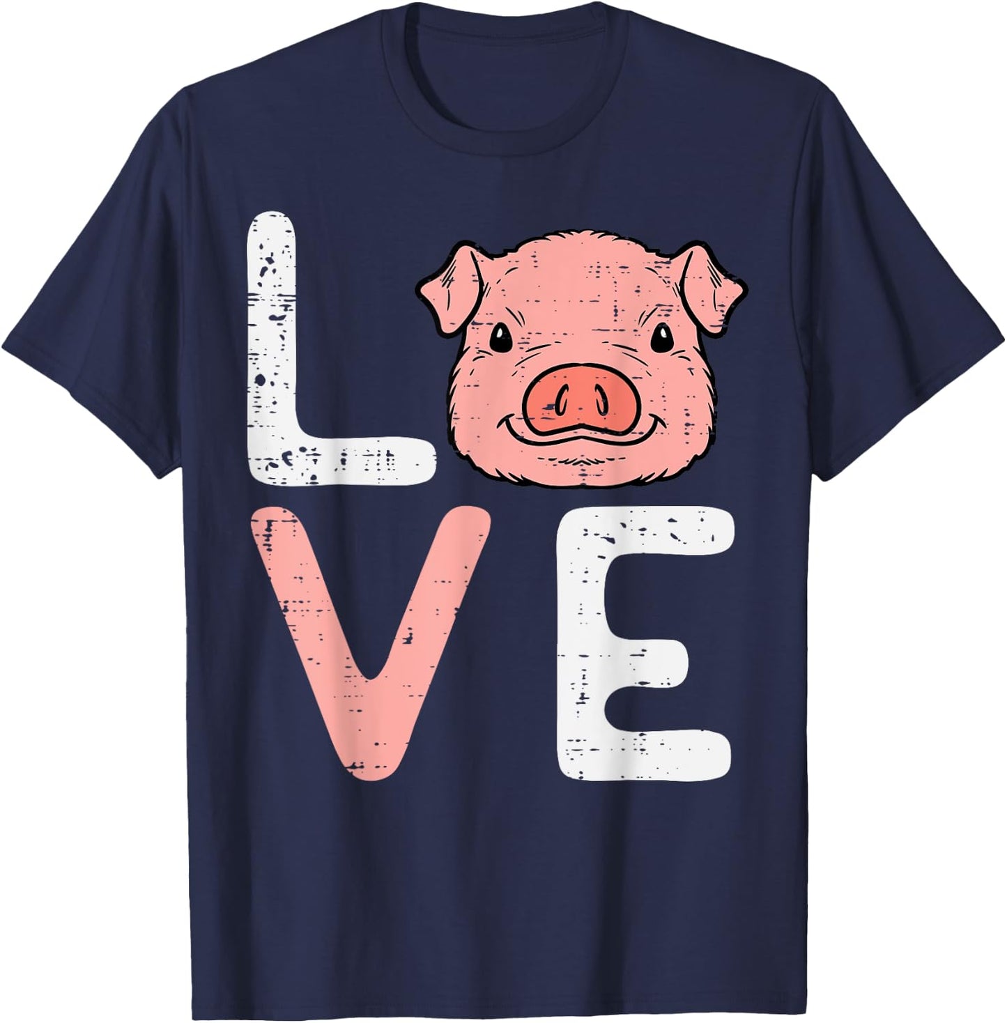 Love Pig Cute Hog Farmer Swine Farm Animal Women Kids Men T-Shirt - T-Shirt | Navy