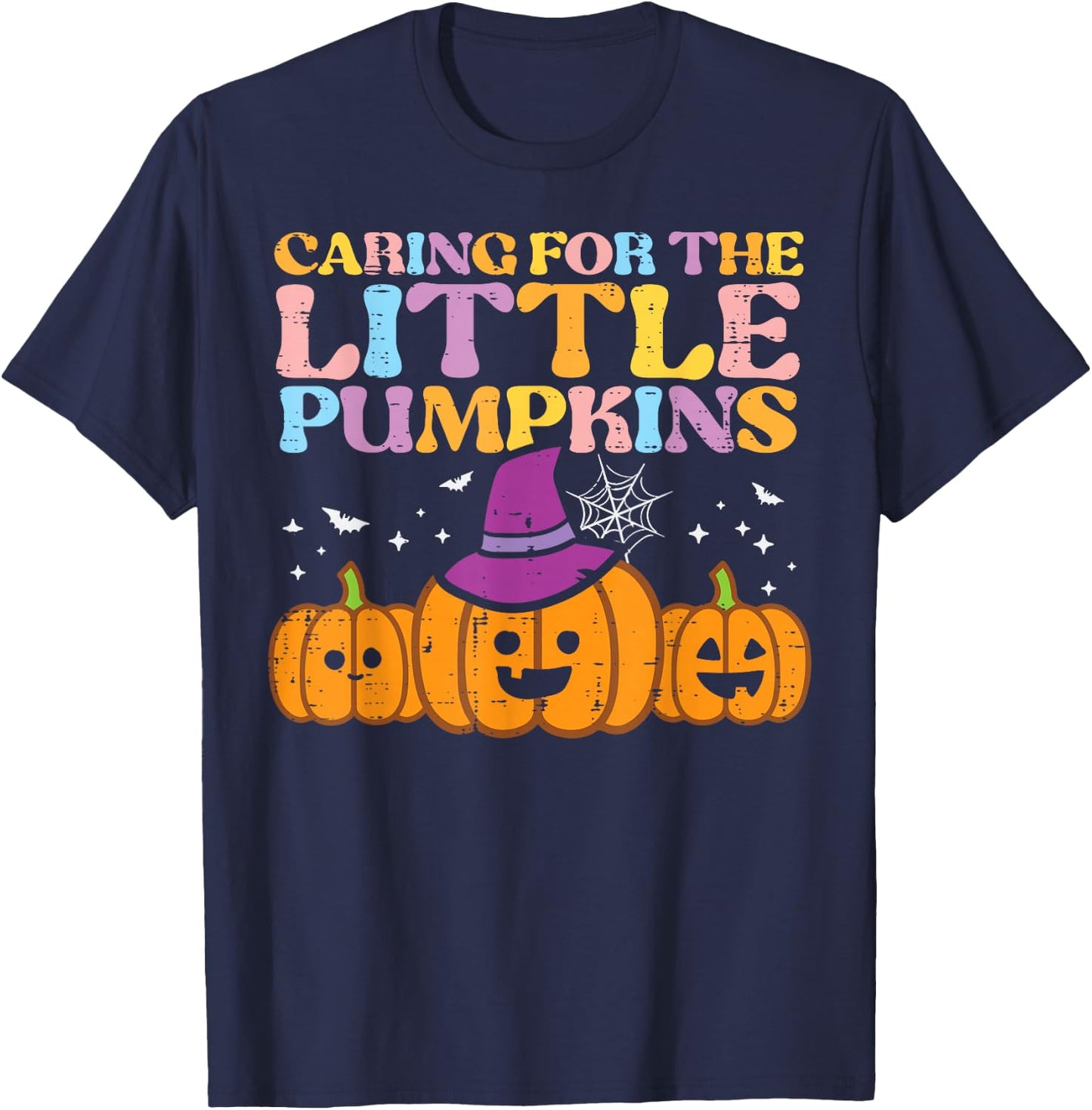Halloween Nurse Caring Little Pumpkins Nicu Costume Women T-Shirt - T-Shirt | Navy