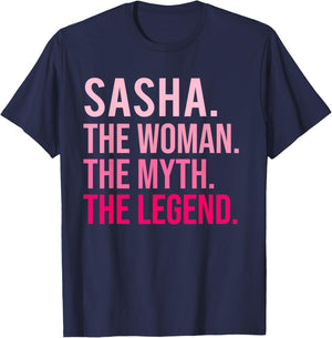 Sasha The Woman The Myth The Legend Funny Valentine's Day T-Shirt - T-Shirt | Navy