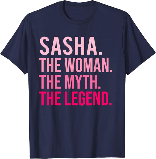 Sasha The Woman The Myth The Legend Funny Valentine's Day T-Shirt - T-Shirt | Navy