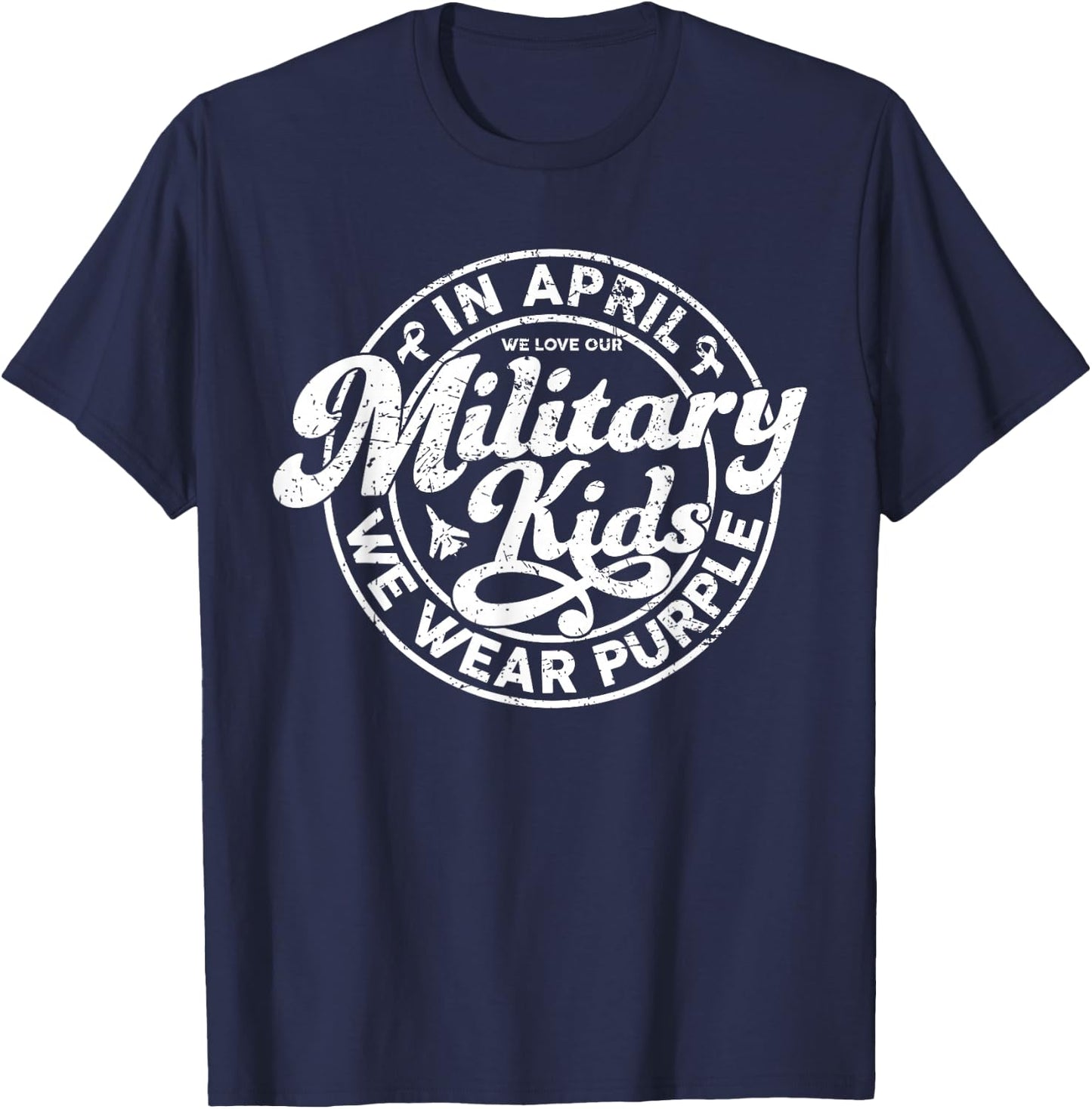 In April We Wear Purple Military Child Month Military Kids T-Shirt - T-Shirt | Navy