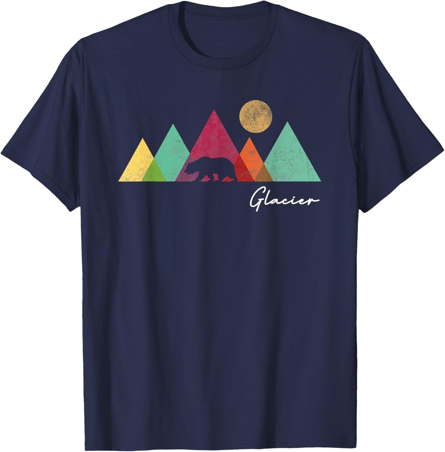 Retro Glacier National Park Montana Souvenir Women Men Kids T-Shirt - T-Shirt | Navy