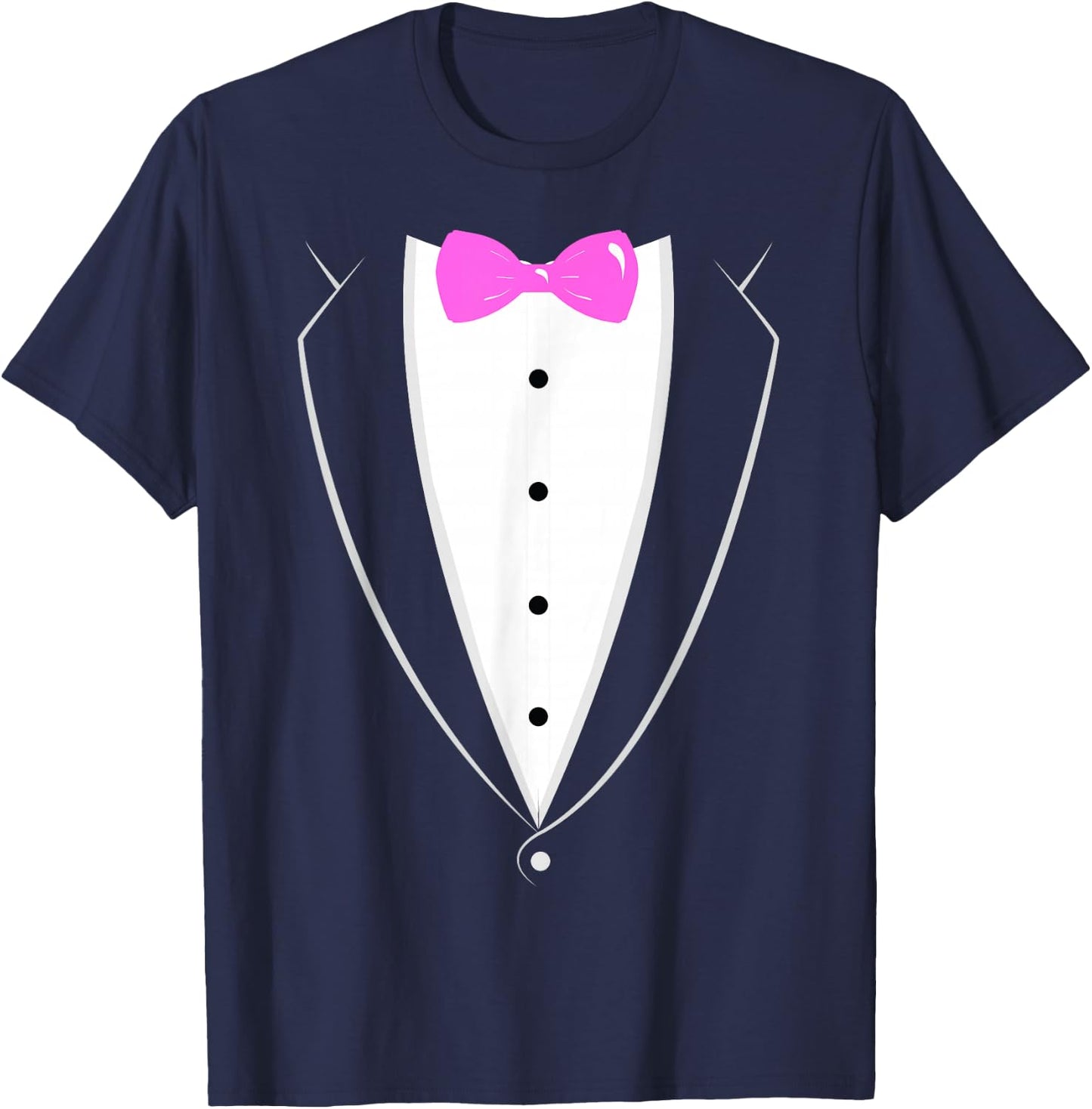 Black and White Tuxedo with Pink Bow tie Novelty T Shirt T-Shirt - T-Shirt | Navy