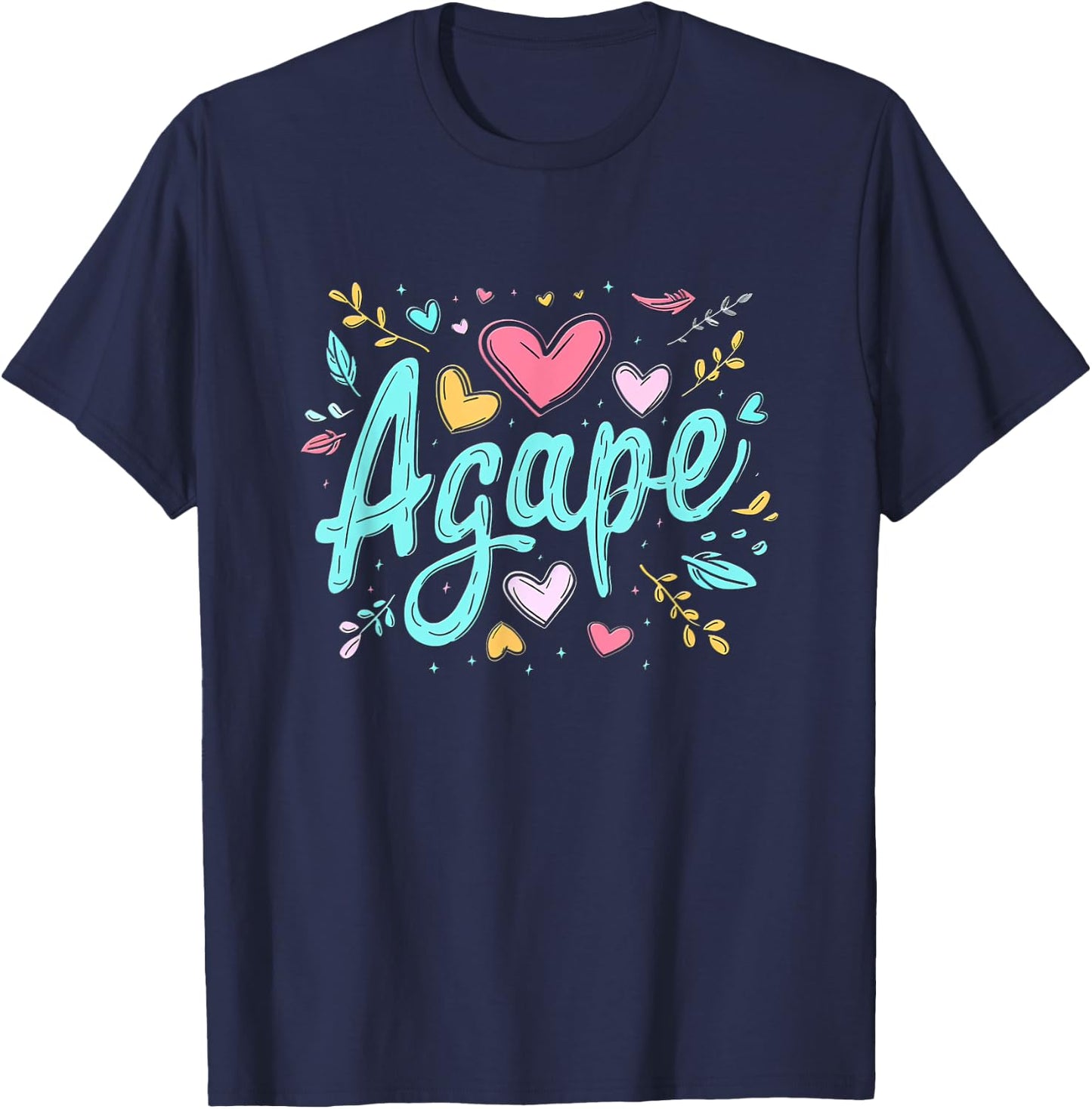 Agape Old Greek Christian Apparel - Christian Faith - Love Agape - -Adults - Black - Small - Short Sleeve T-Shirt - T-Shirt | Navy