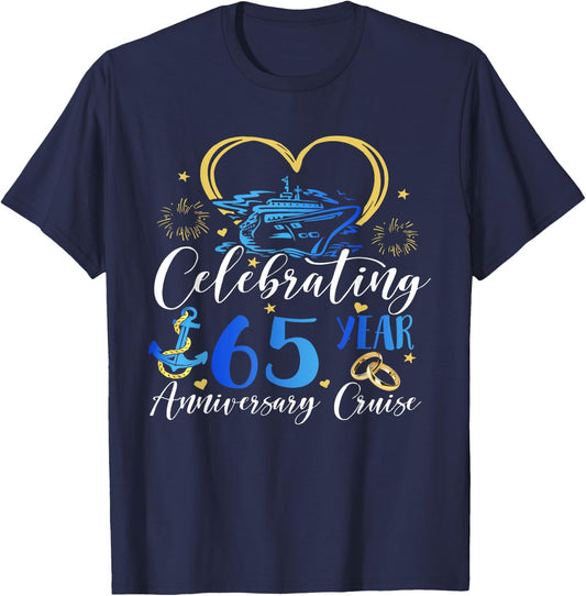 Celebrating 65 Years Anniversary Cruise 65th Anniversary T-Shirt - T-Shirt | Navy