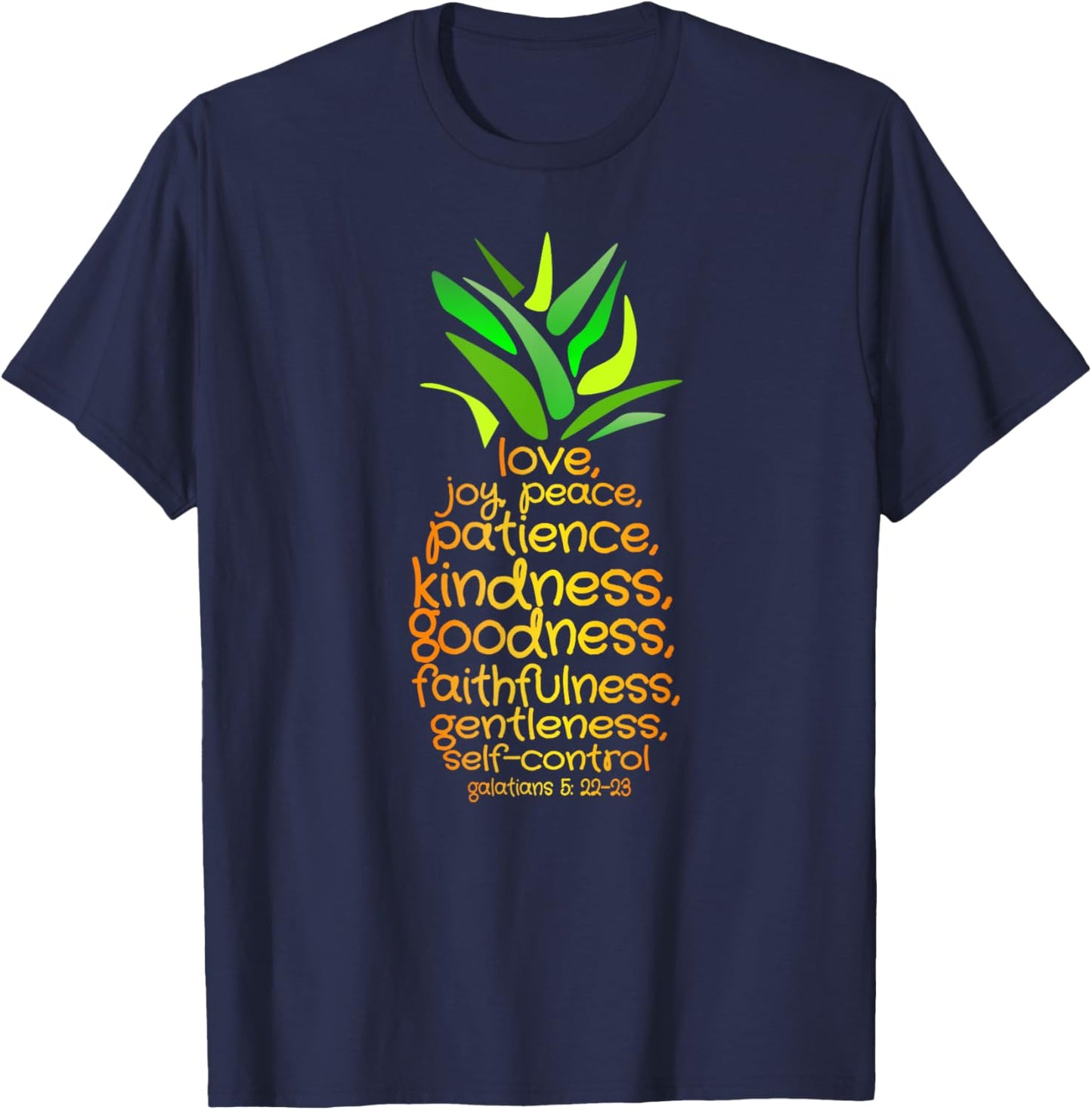 Pineapple Shirt Bible Fruit Of The Spirit Love Joy Peace T-Shirt - T-Shirt | Navy