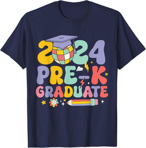 Groovy Preschool Graduation 2024 Pre-k Graduate for Girls T-Shirt - T-Shirt | Navy