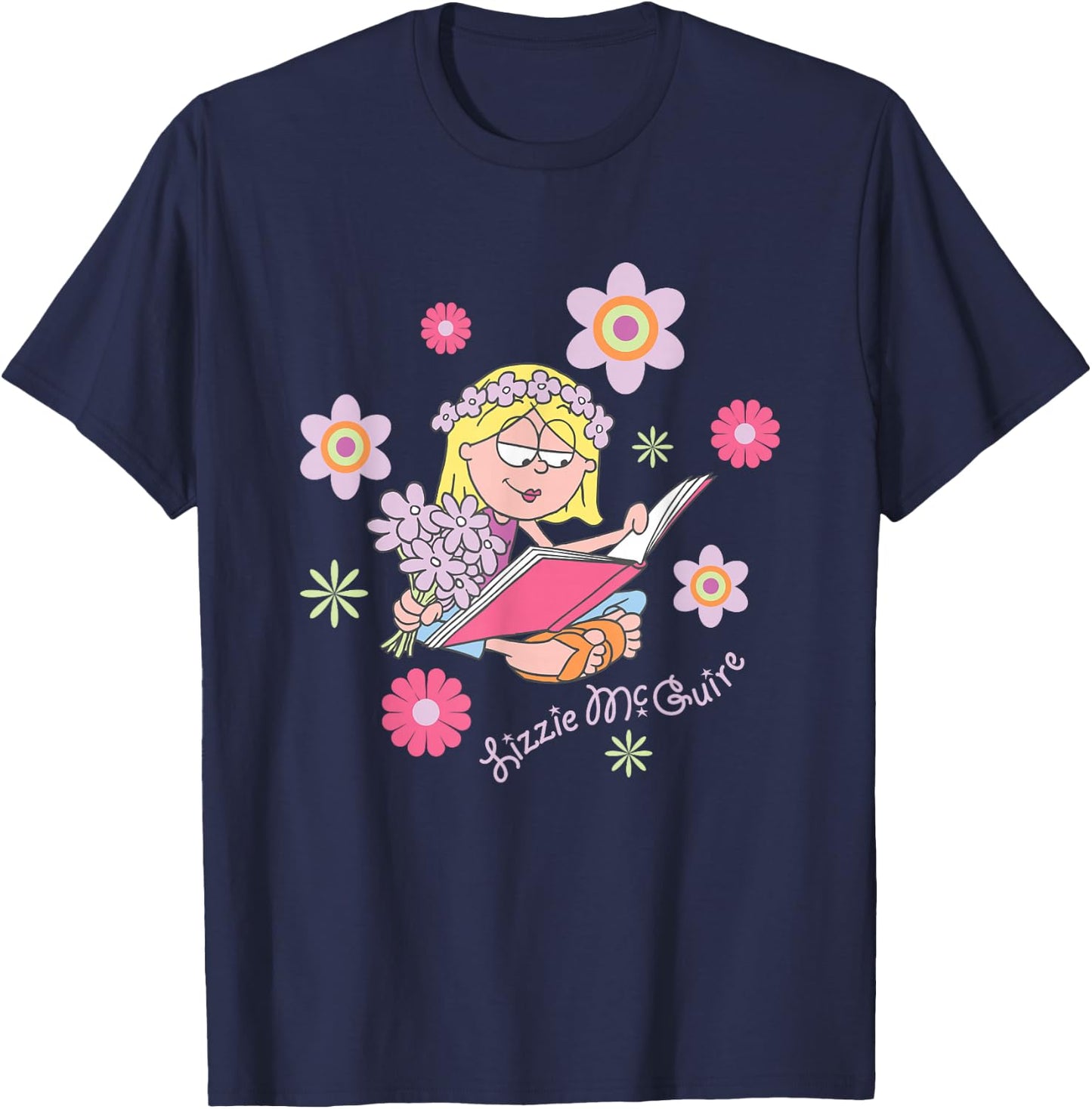 Disney Lizzy McGuire Groovy Hippie Lizzie Big Chest Poster T-Shirt - T-Shirt | Navy