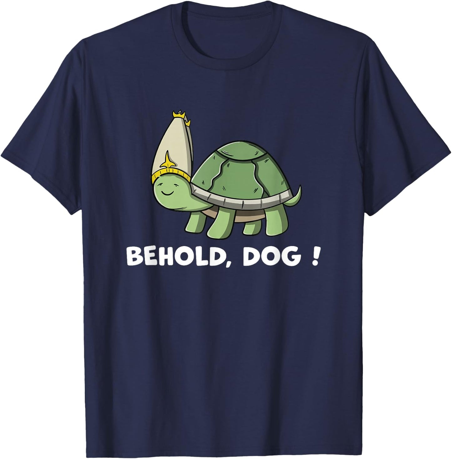 Behold Dog Turttle Art Gaming Turtle Wearing A Priest Hat Men Women Girls Kids T-Shirt - T-Shirt | Navy
