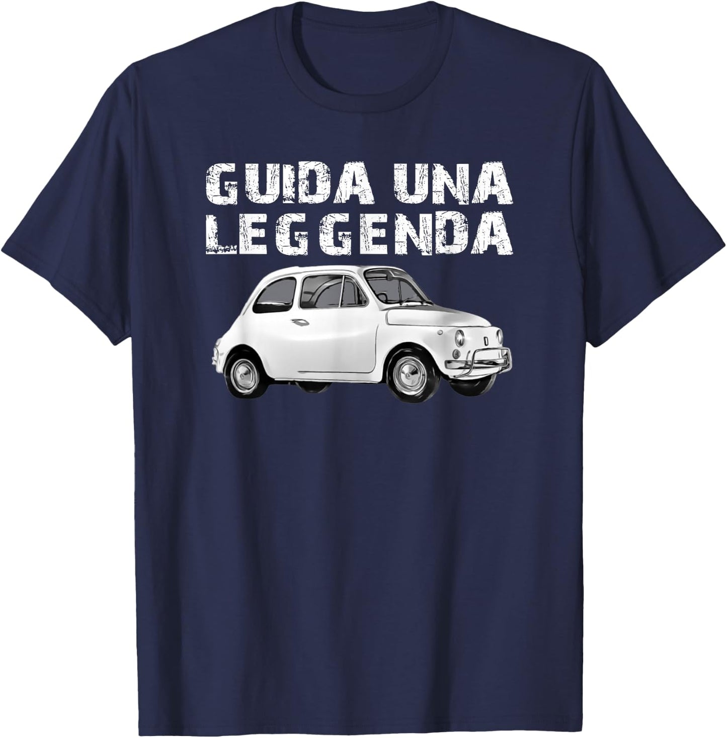DOMI Fiat 500 Classic , Black, Small, Short Sleeve T-Shirt - T-Shirt | Navy