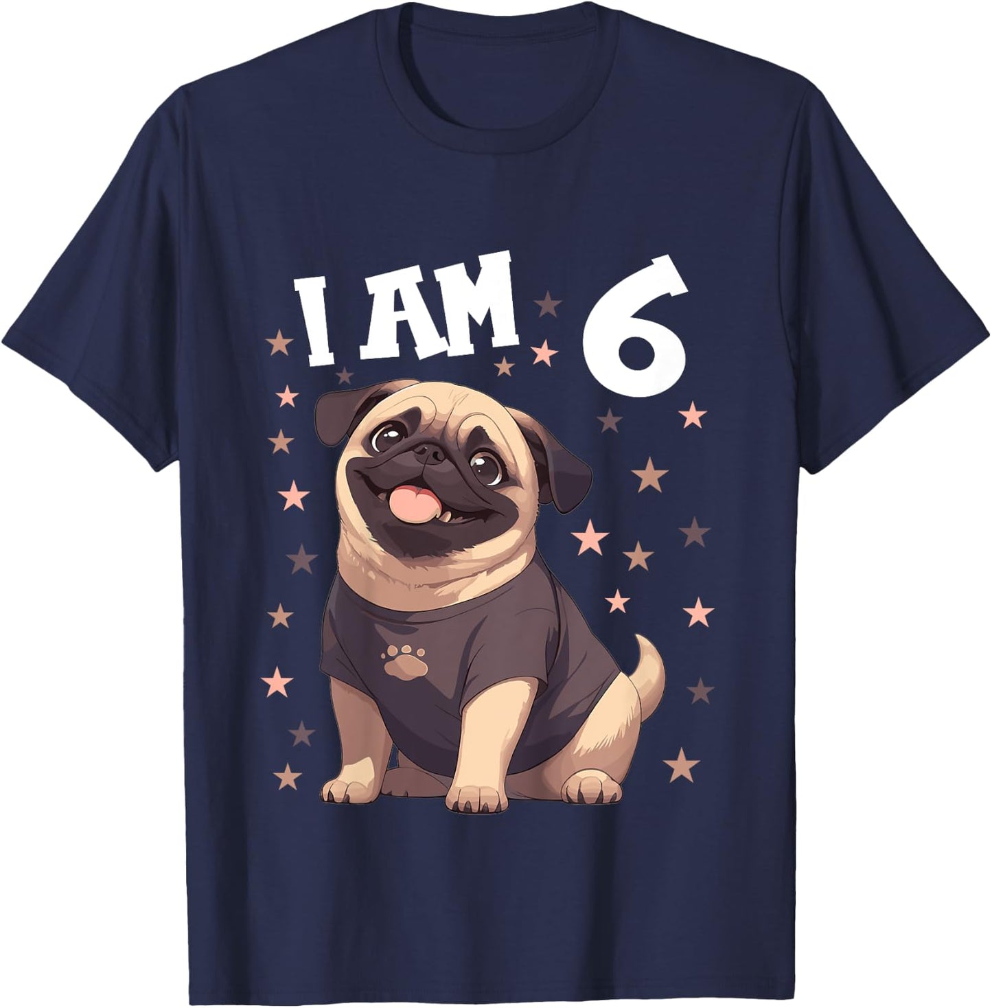 Kids 6 Years old 6th birthday Pugs Pug T-Shirt - T-Shirt | Navy