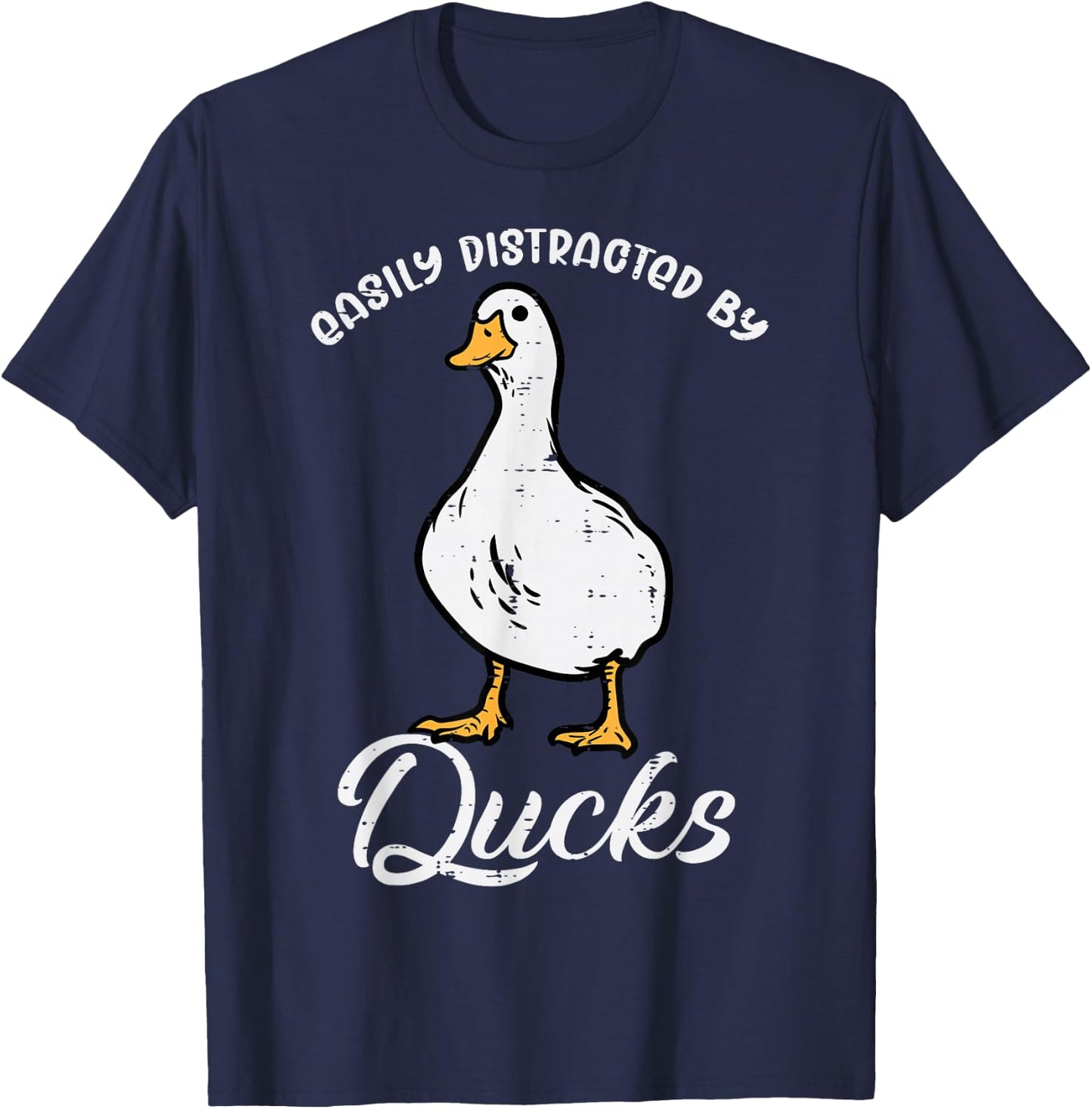 Easily Distracted By Ducks Funny Farmer Hunter Men Women Kid T-Shirt - T-Shirt | Navy