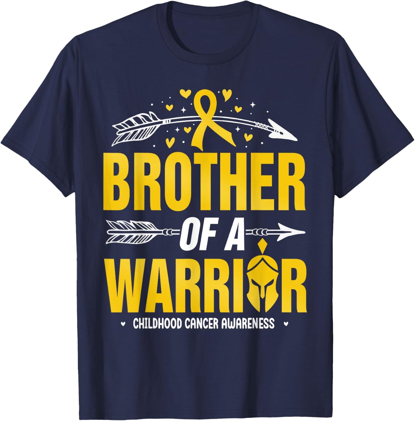 Childhood Cancer Awareness Brother Of A Warrior Gold Ribbon T-Shirt - T-Shirt | Navy