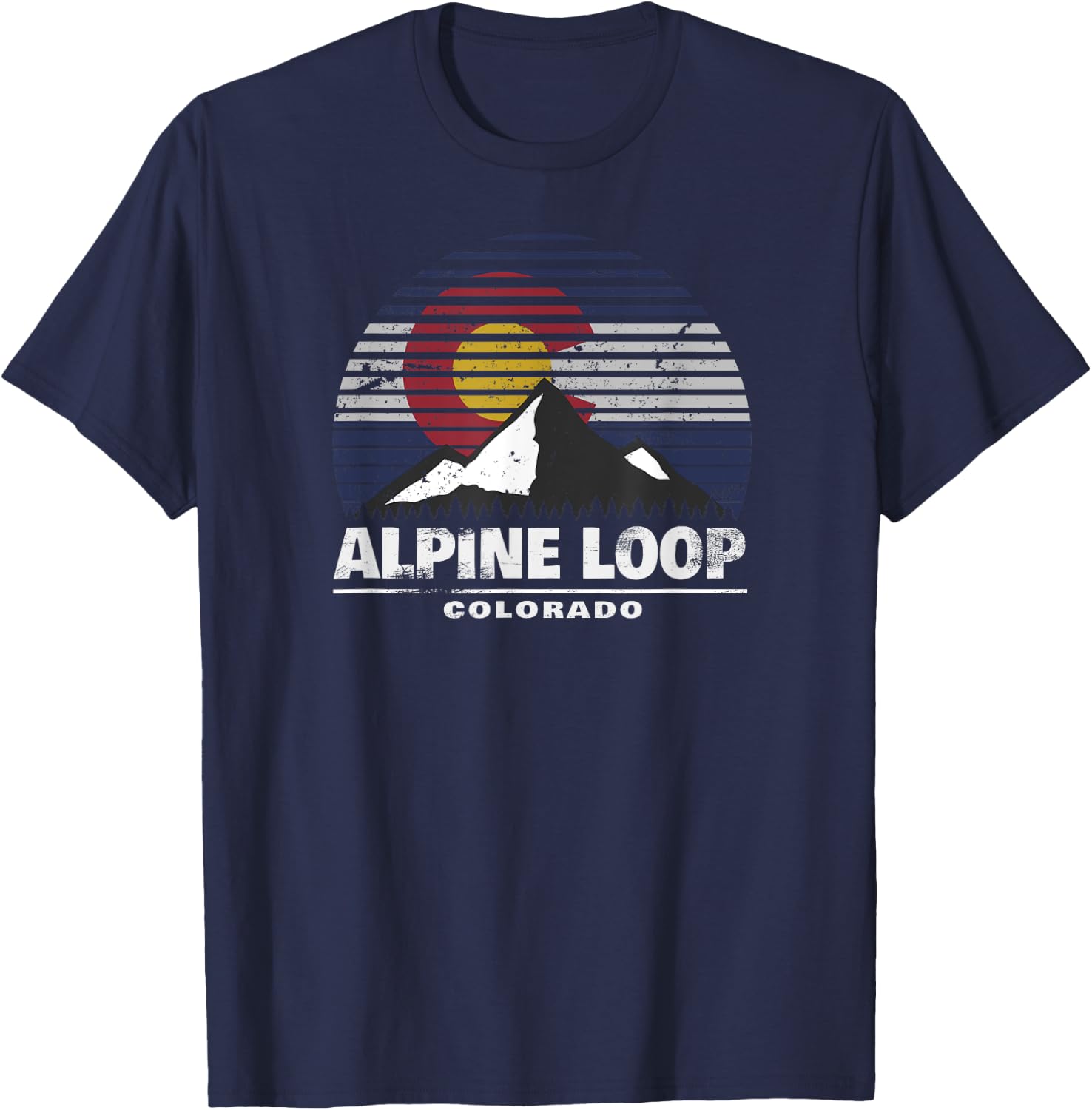 Alpine Loop Colorado Flag - Rocky Mountain Off Road 4x4 T-Shirt - T-Shirt | Navy