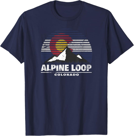 Alpine Loop Colorado Flag - Rocky Mountain Off Road 4x4 T-Shirt - T-Shirt | Navy