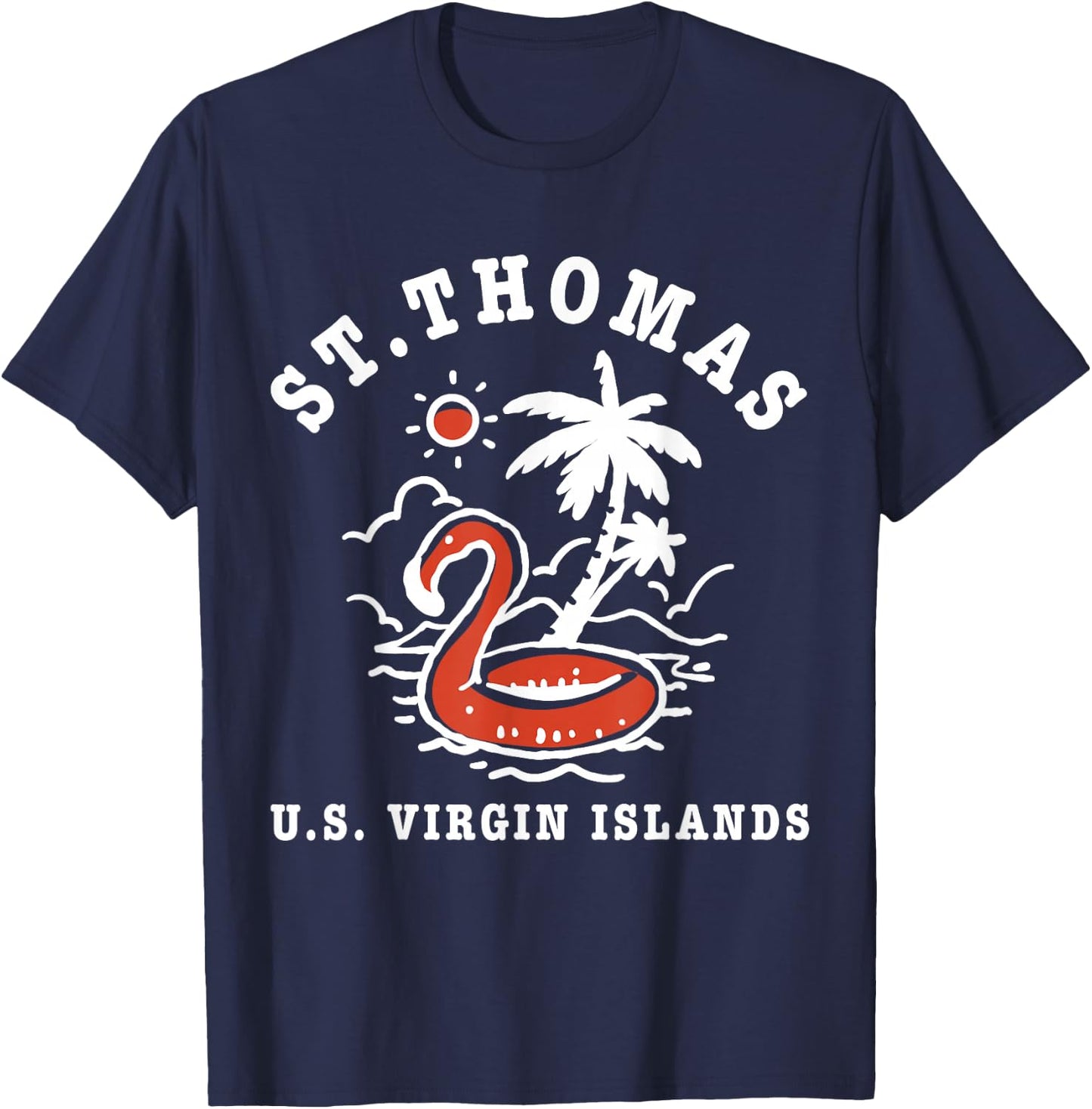St. Thomas US Virgin Islands Vacation Flamingo Beach T-Shirt - T-Shirt | Navy
