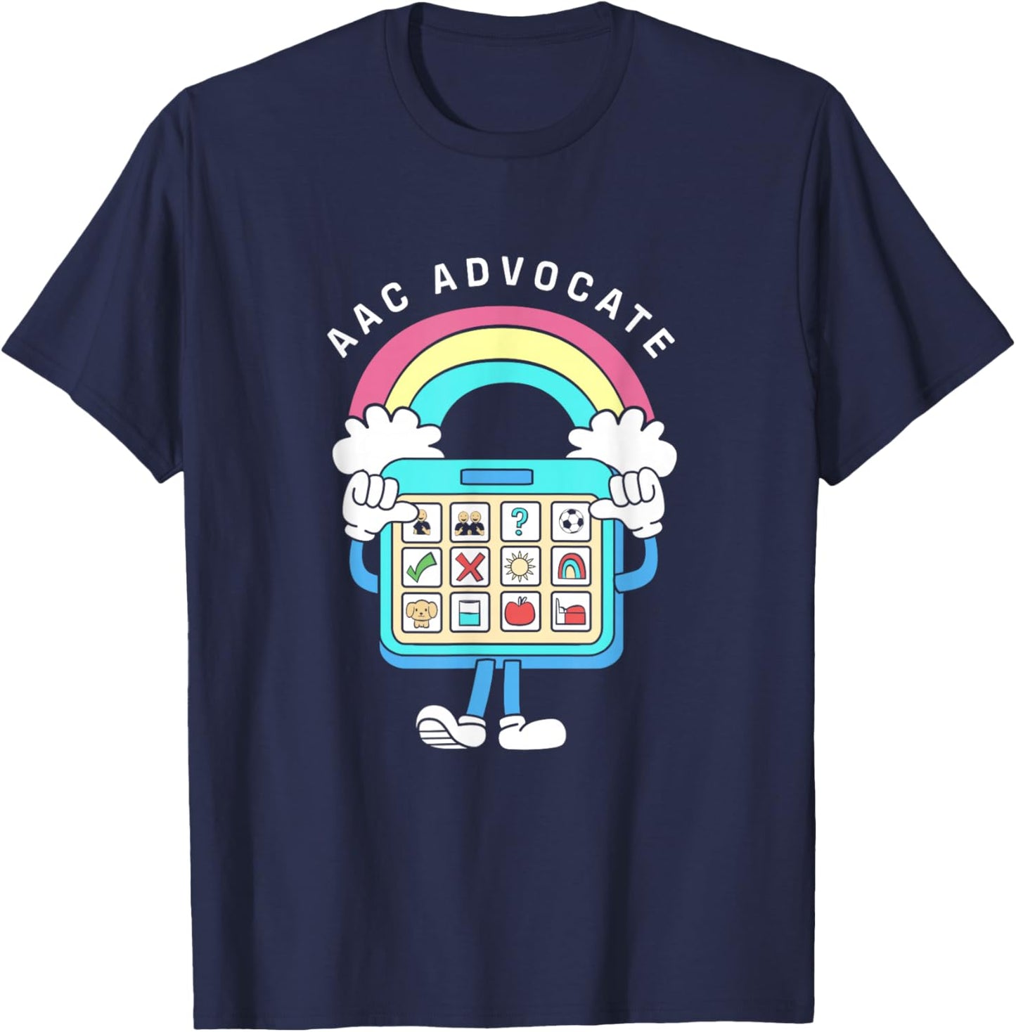 Cute Rainbow AAC Communication Device Advocate AAC Awareness T-Shirt - T-Shirt | Navy