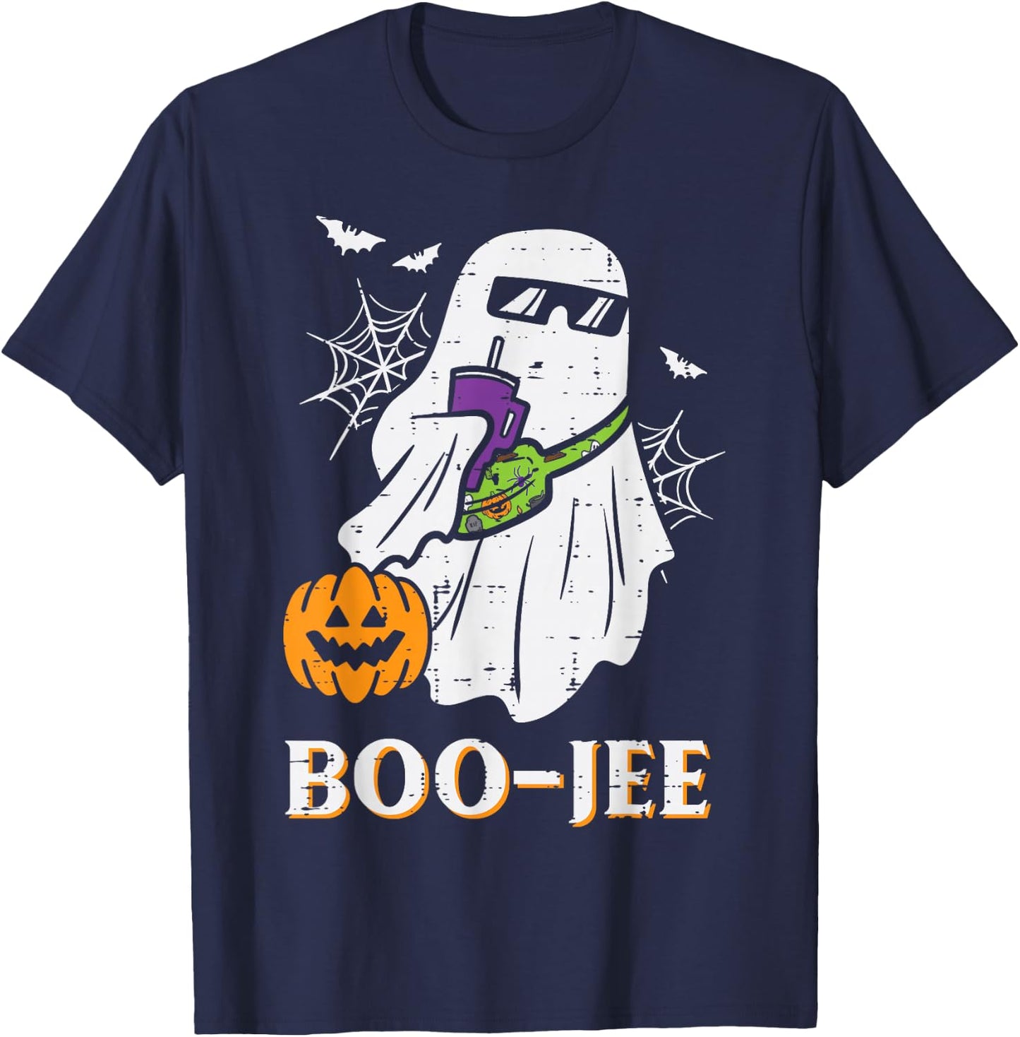 Halloween Boo Jee Ghost Boujee Bougie Costume Women Kids Men T-Shirt - T-Shirt | Navy