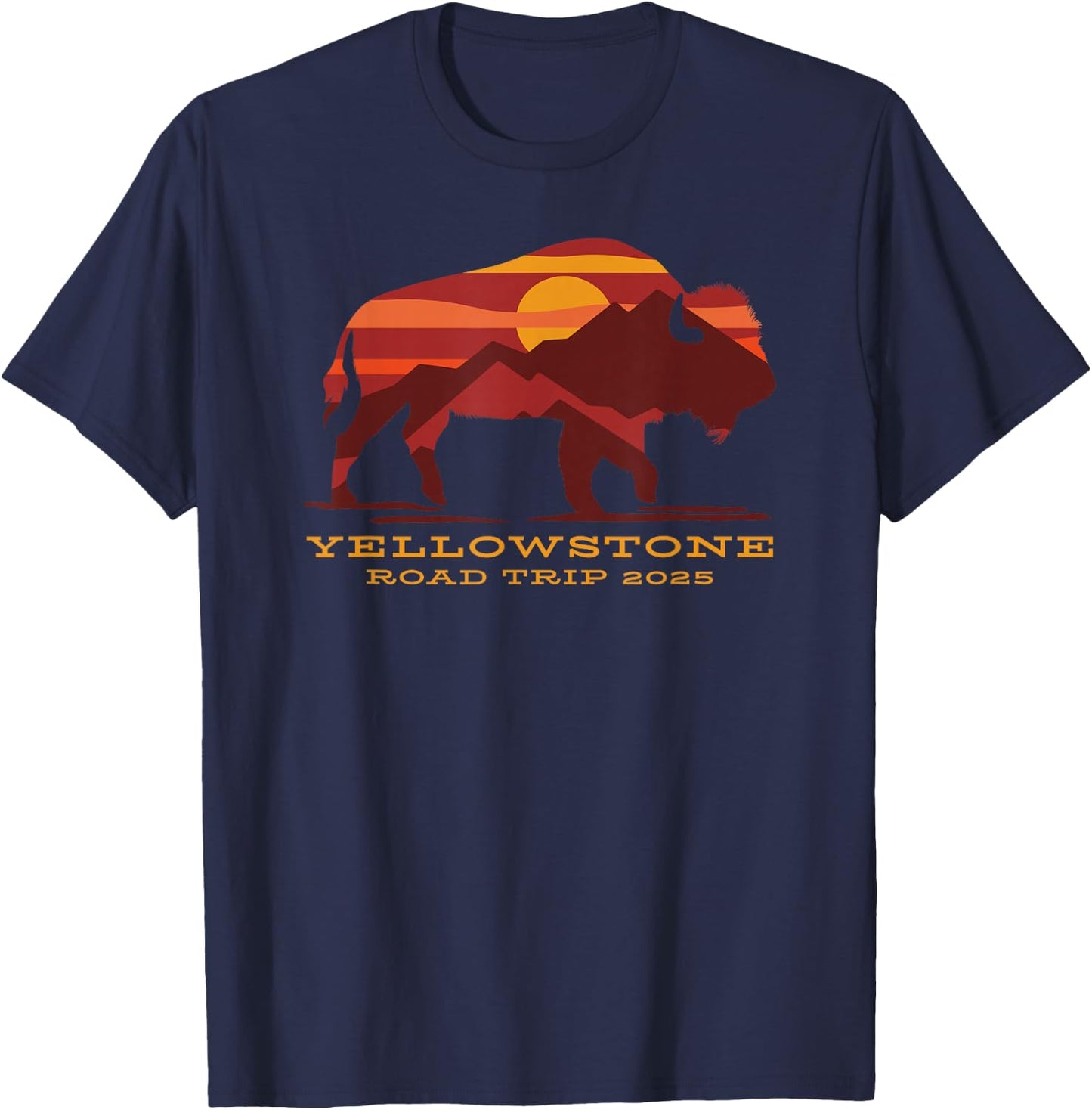 Yellowstone National Park Family Road Trip 2025 Matching T-Shirt - T-Shirt | Navy