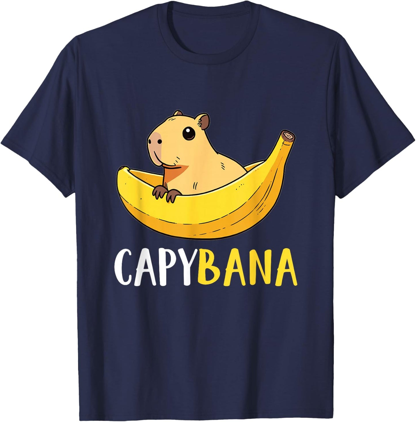 Capybana Kawaii Banana Capybara T-Shirt - T-Shirt | Navy
