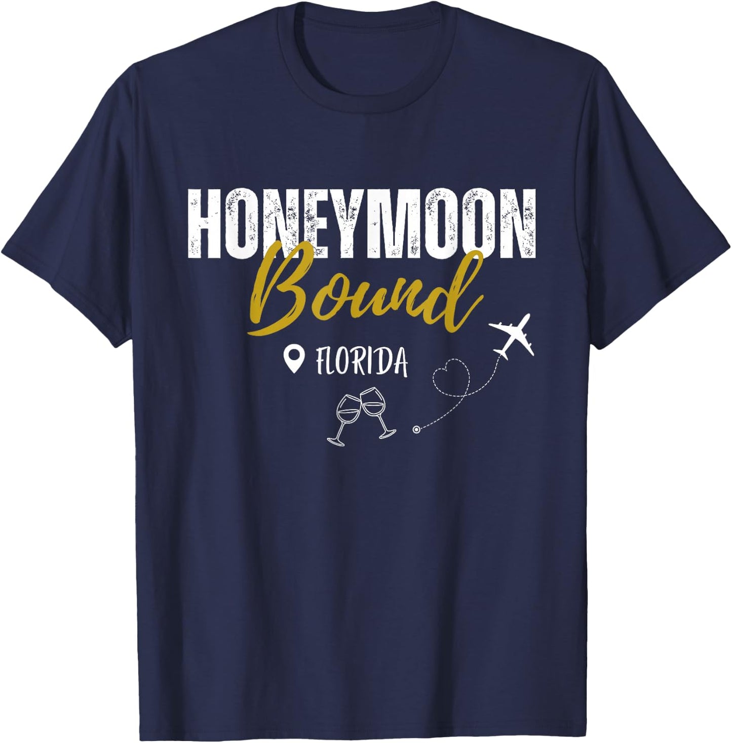 Honeymoon Bound Vacation Trip Florida Matching Couple T-Shirt - T-Shirt | Navy