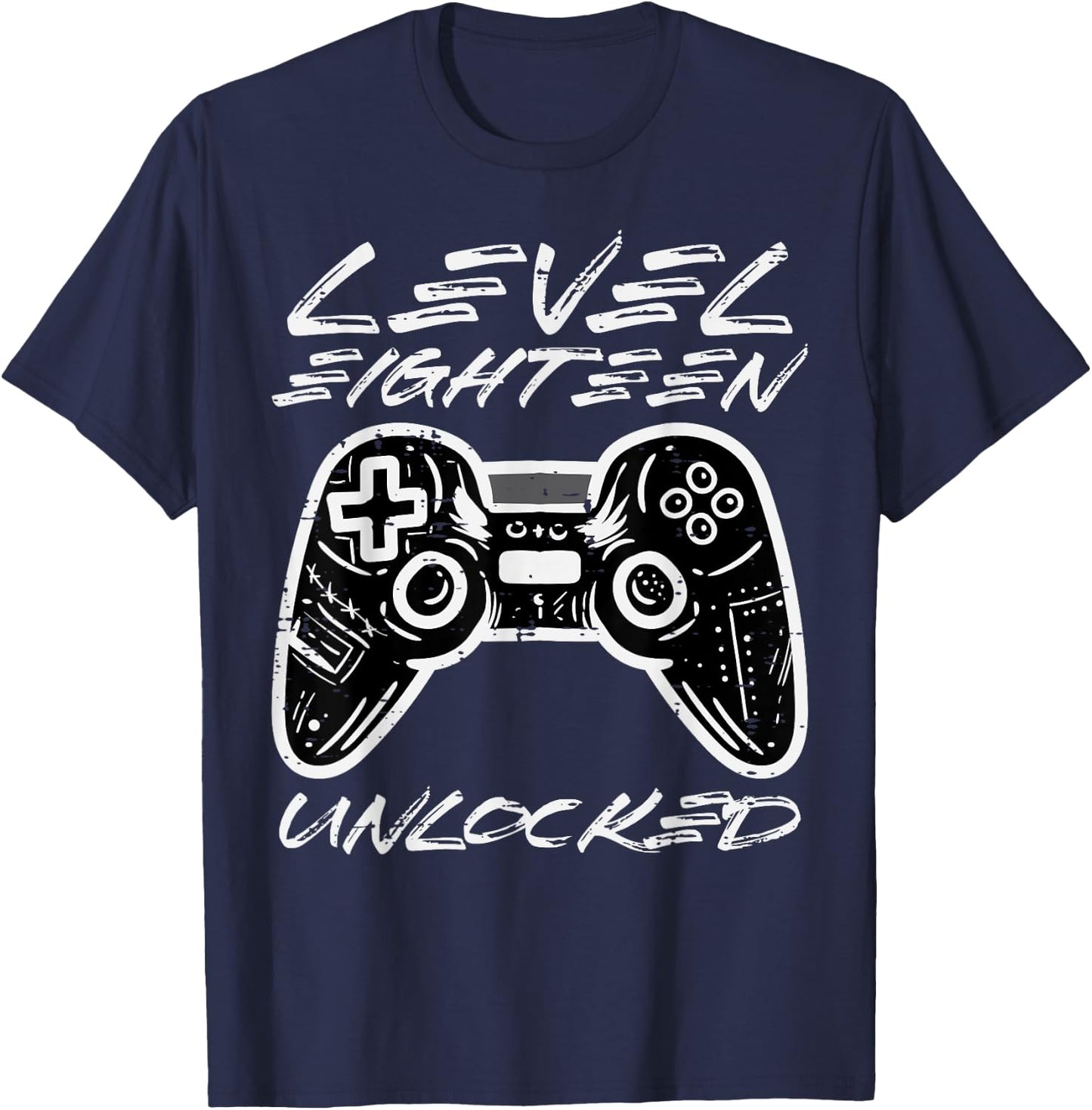 Level Eighteen Unlocked Gamer 18th Birthday Gaming Boys Men T-Shirt - T-Shirt | Navy