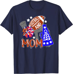 Football And Cheer Mom Best Cheerleading And Football Mom T-Shirt - T-Shirt | Navy
