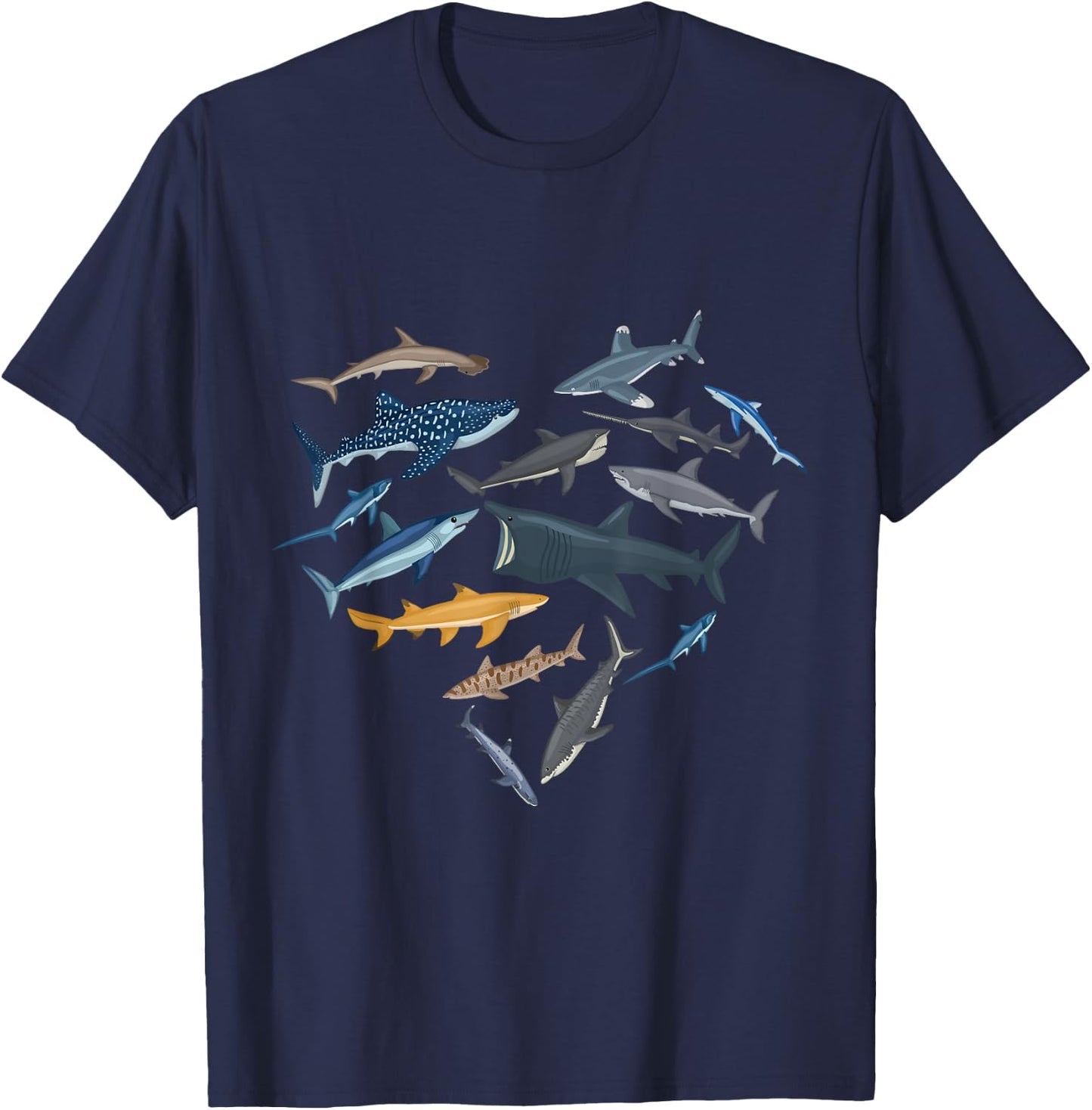 Shark Heart Sea Animal Underwater Shark Lover T-Shirt - T-Shirt | Navy