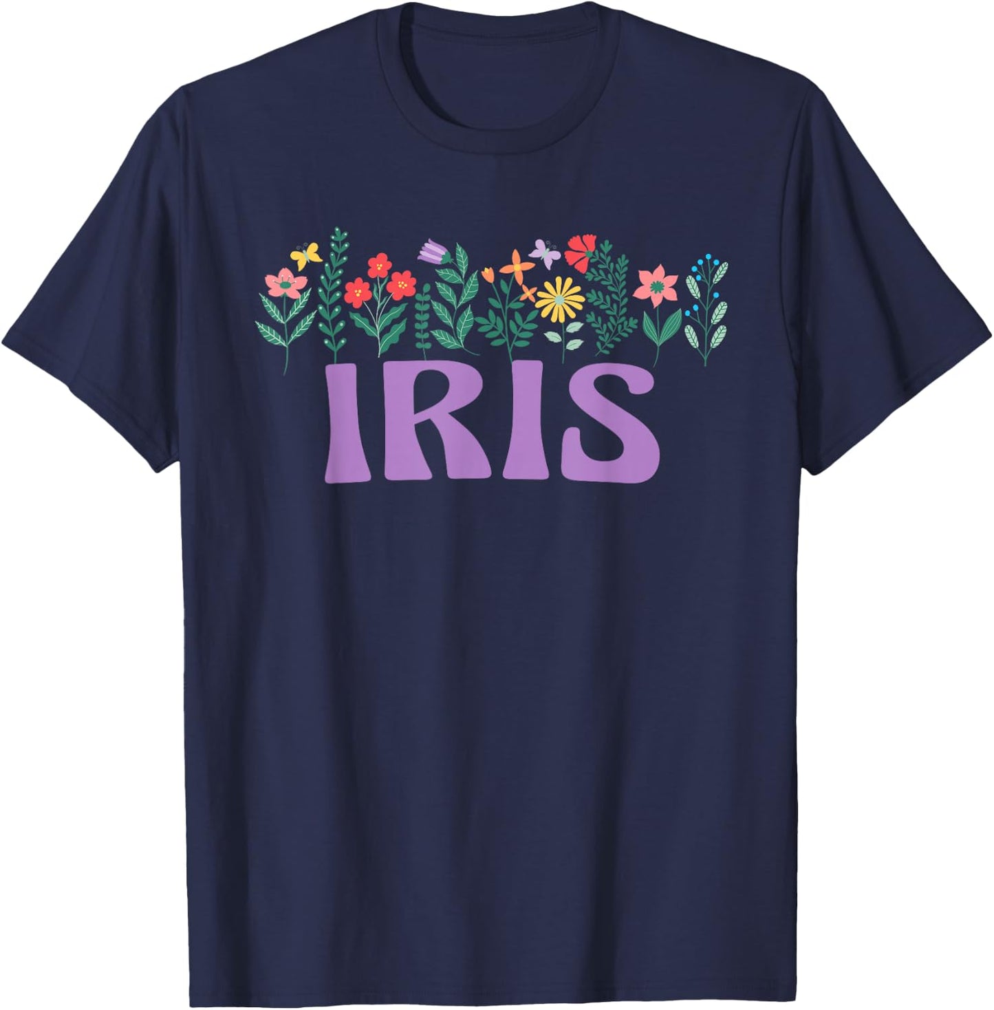 Wildflower Floral IRIS First Name Mother's Day Women T-Shirt - T-Shirt | Navy