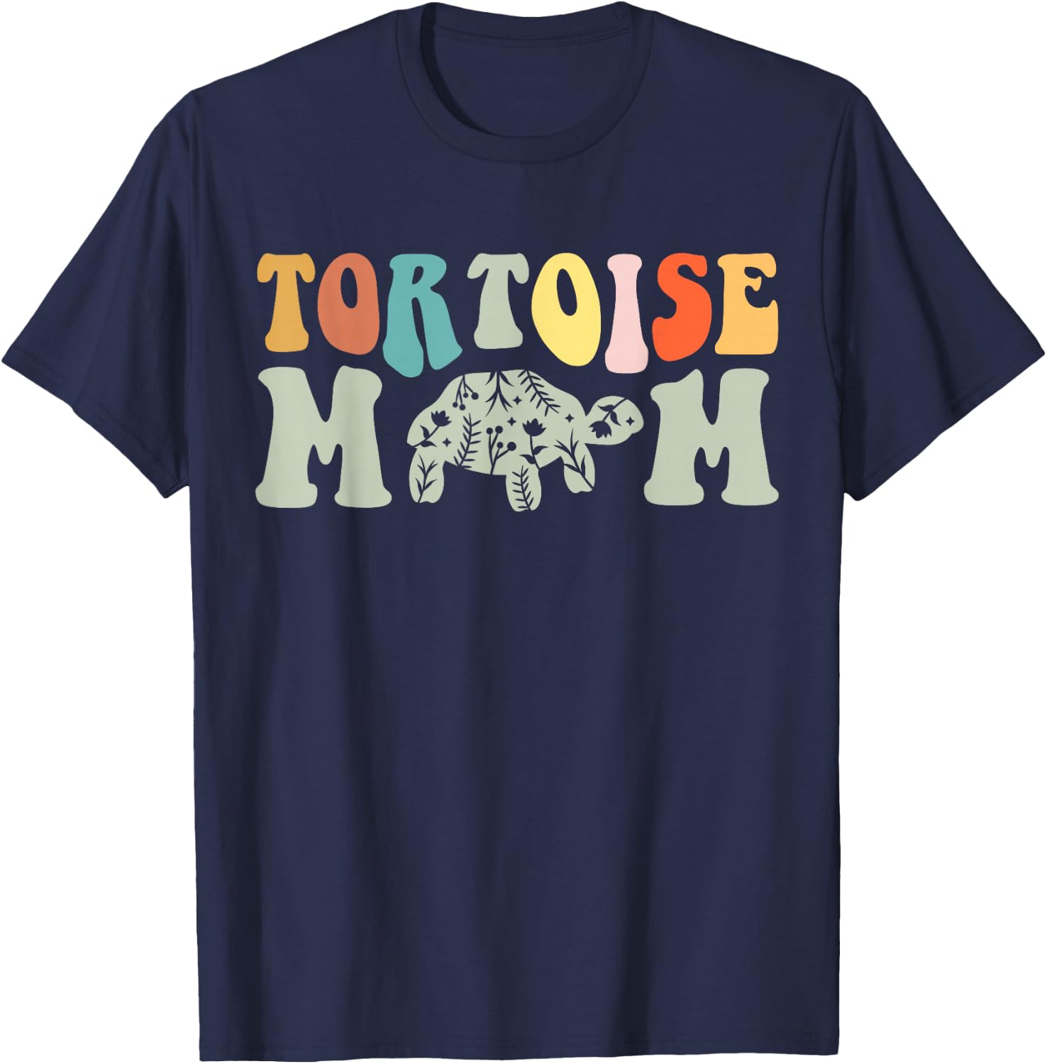 RoyalTees : Women's Tortoise Mom - Black, Small, Short Sleeve T-Shirt - T-Shirt | Navy