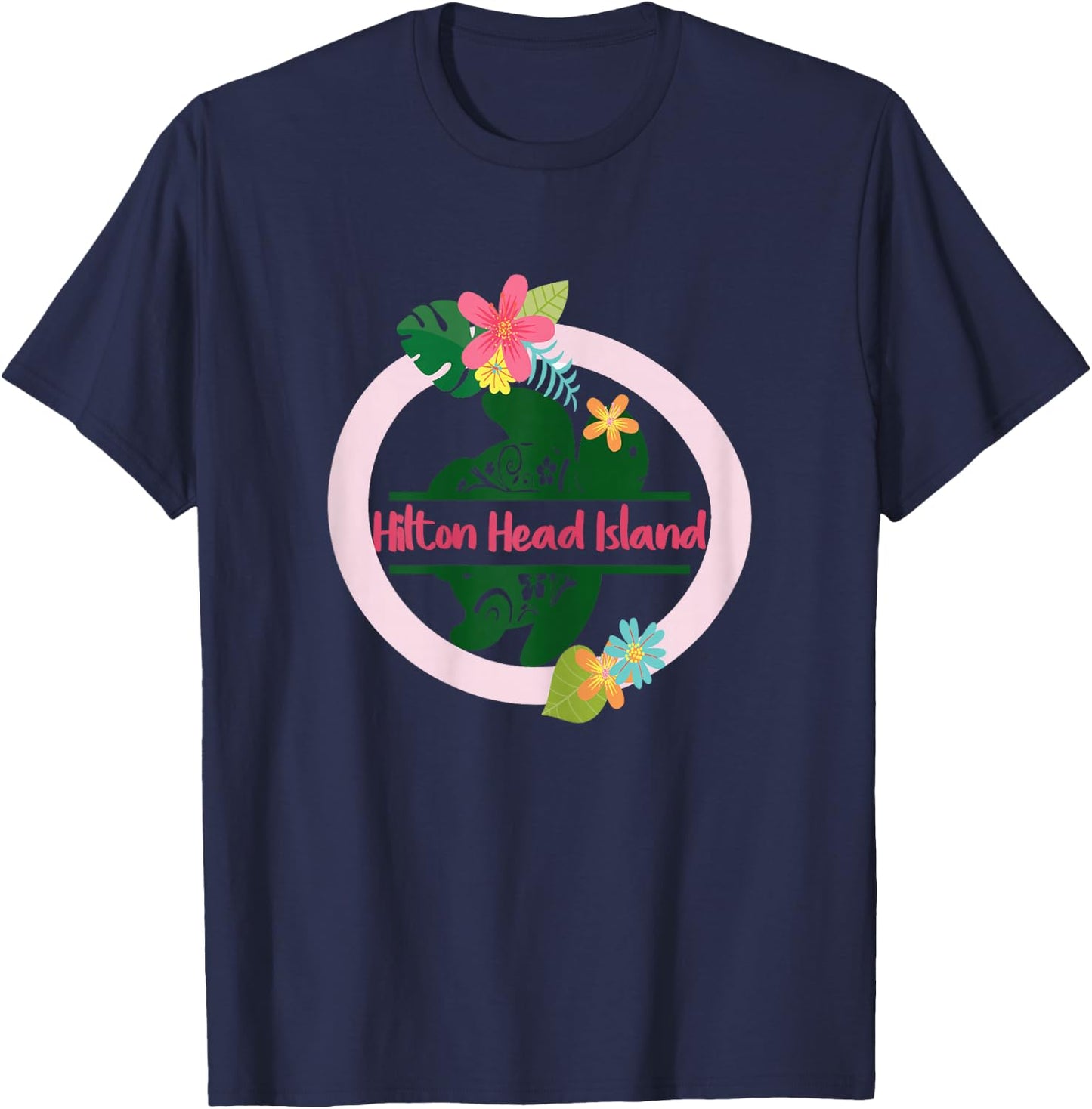 Hilton Head Island SC Girls Sea Turtle Shirts Beach Vacation T-Shirt - T-Shirt | Navy