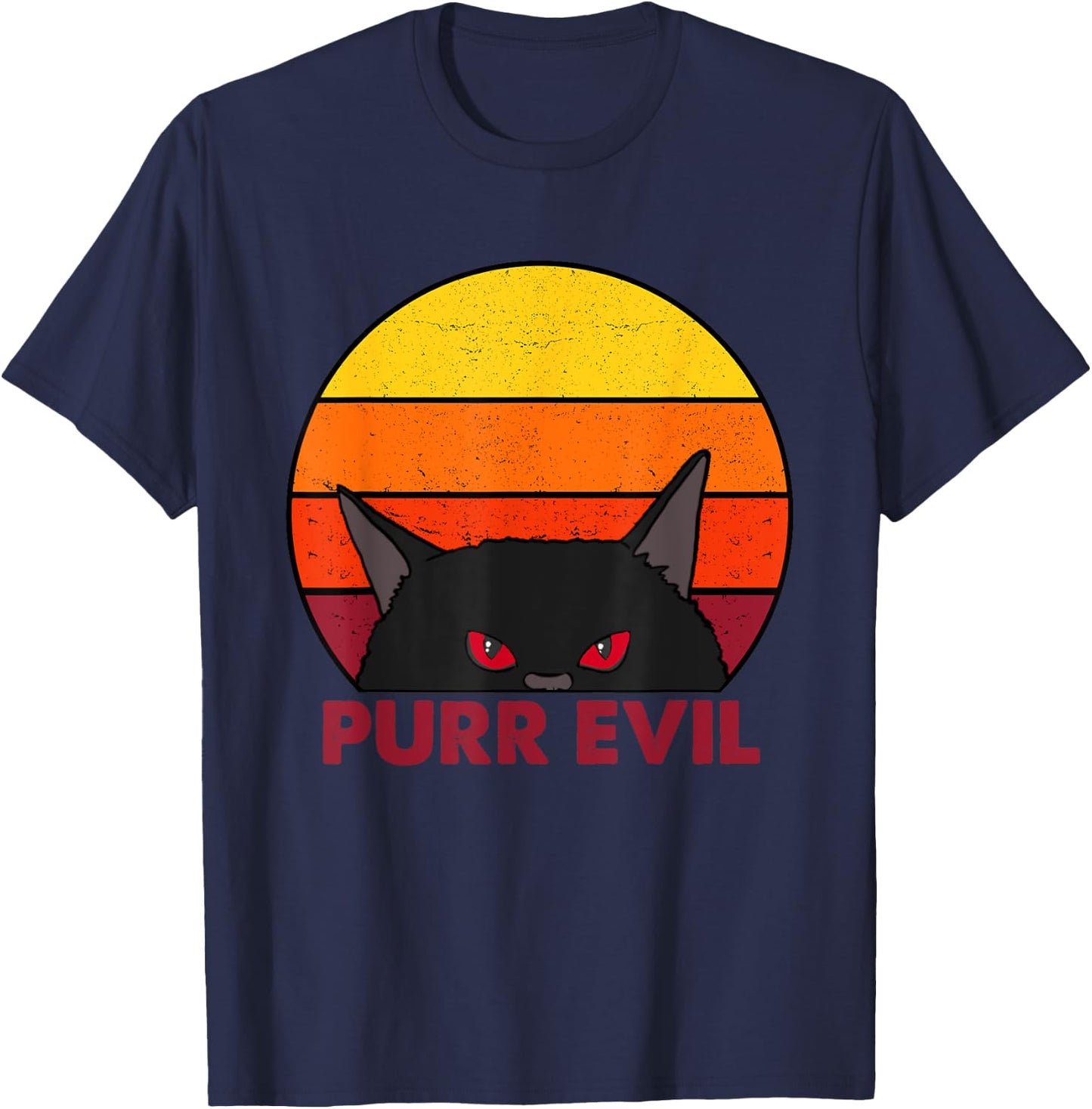 Satanic Cat Evil Black Cat Funny Purr Evil Cat T-Shirt - T-Shirt | Navy