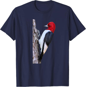 Bird Red-headed Woodpecker Bird Ornithology T-Shirt - T-Shirt | Navy