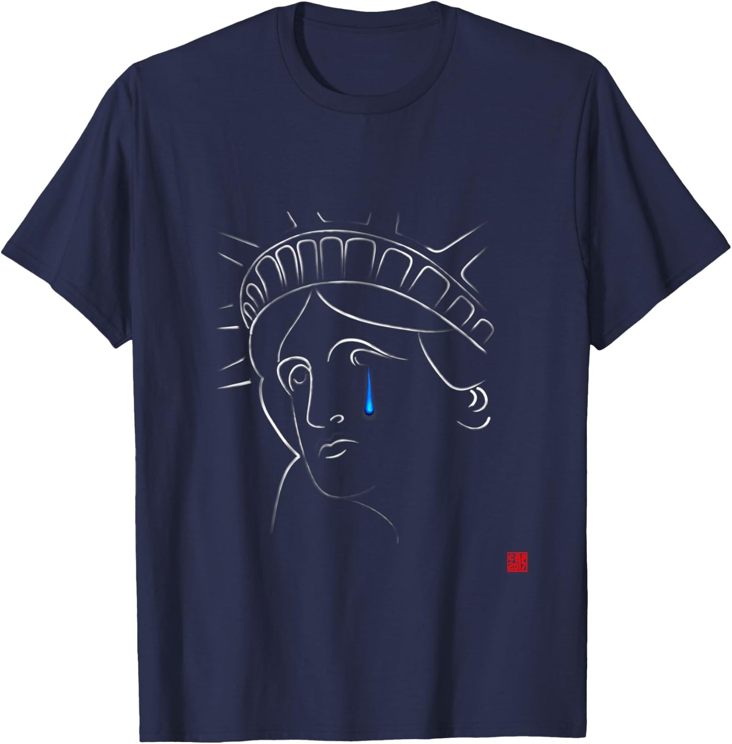 Statue Of Liberty Crying T-Shirt - T-Shirt | Navy