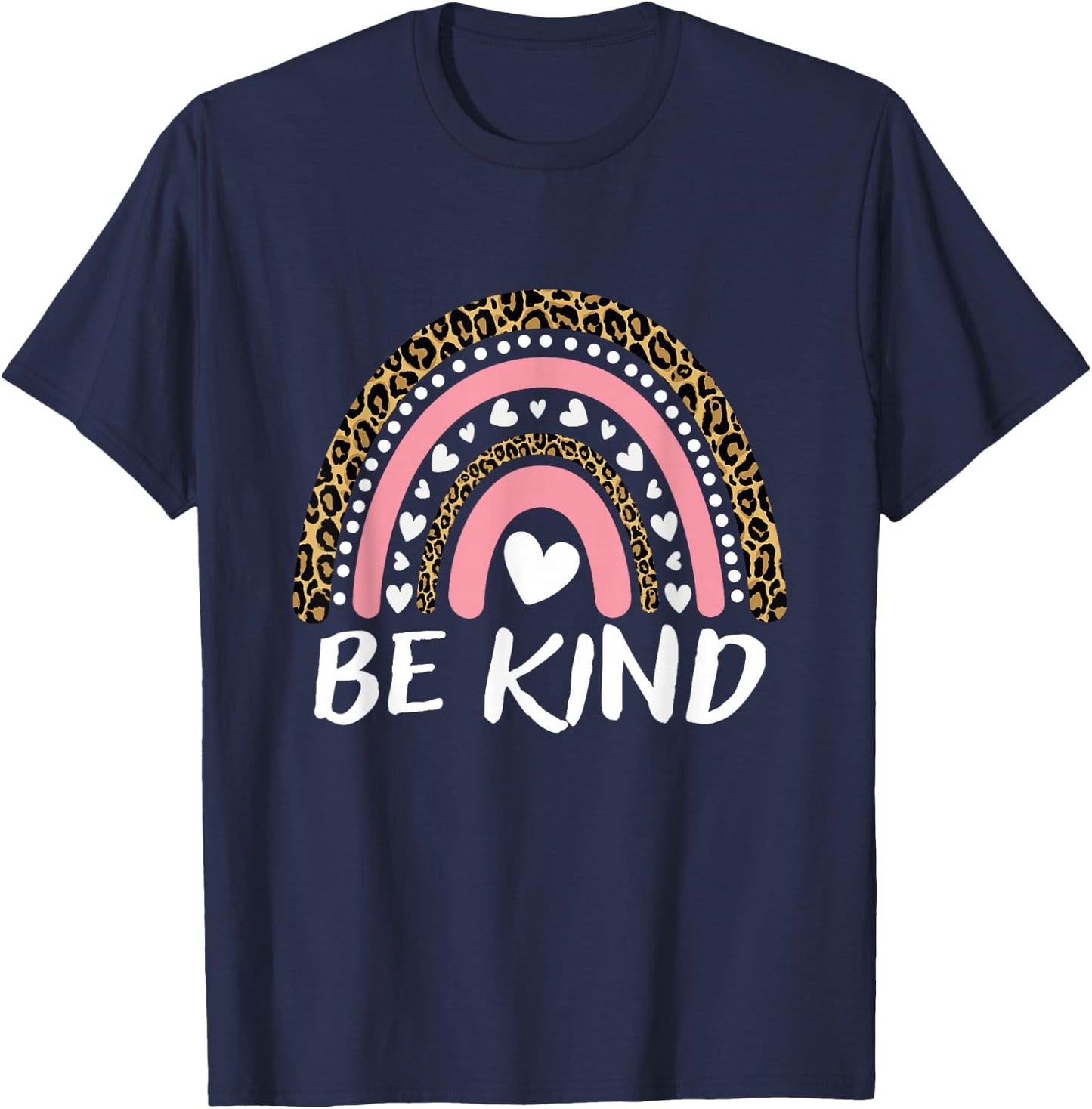 Be Kind Leopard Rainbow T-Shirt - T-Shirt | Navy