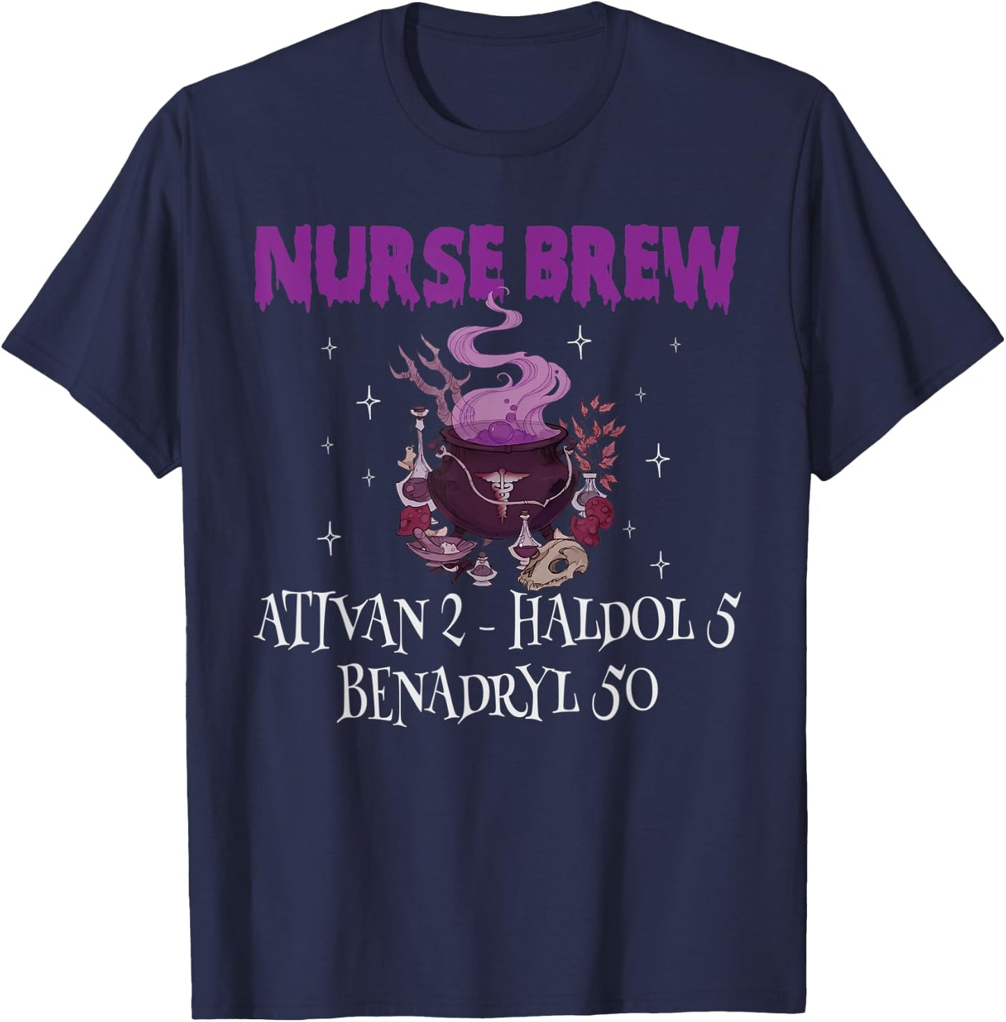 Halloween Nurse Brew Funny Halloween T-Shirt - T-Shirt | Navy
