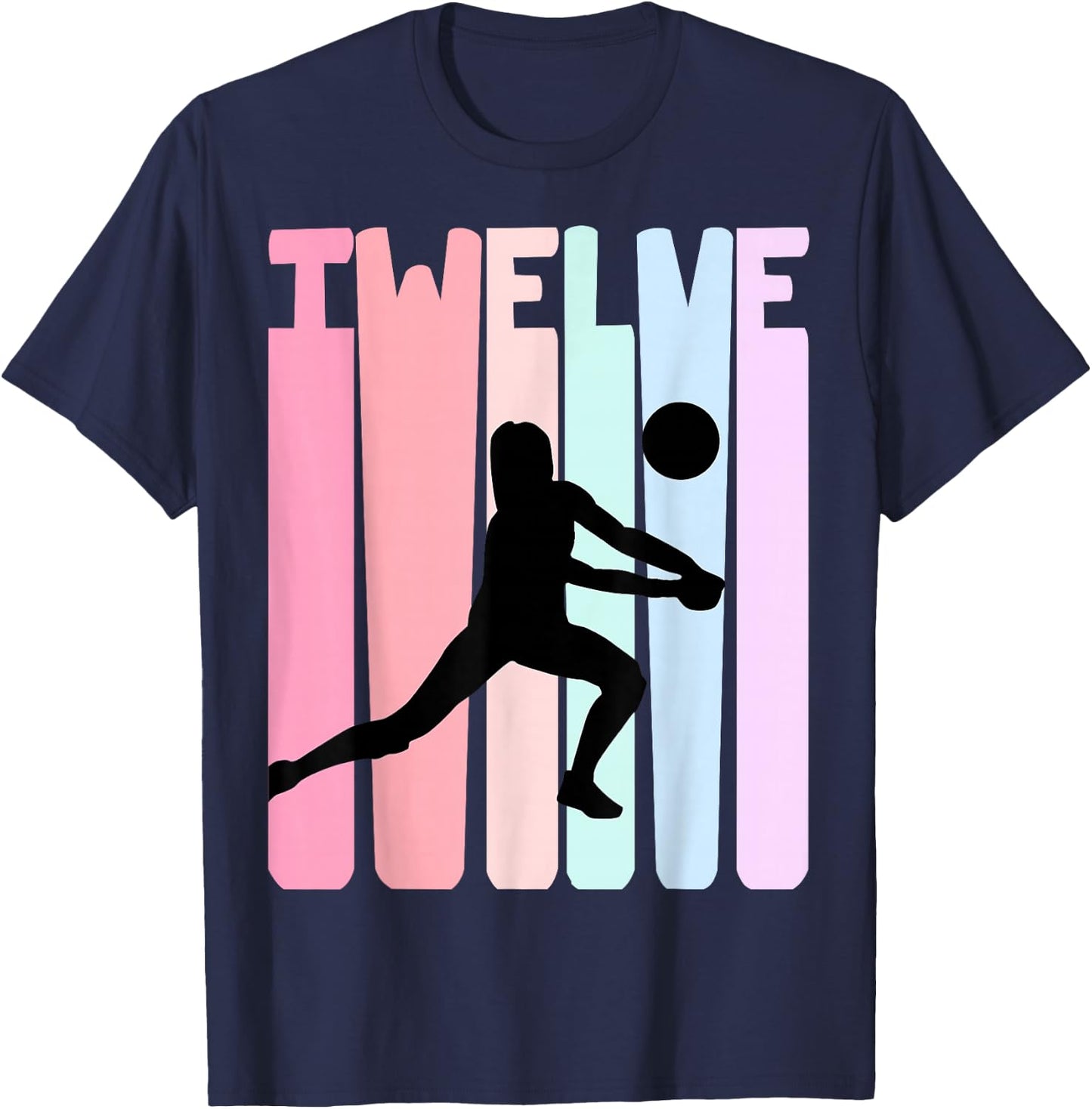 12th Birthday Retro Volleyball Girl Player 12 Years Old Kids T-Shirt - T-Shirt | Navy
