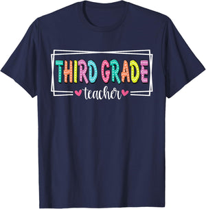 Third Grade Teacher Back To School 3rd Grade Teacher Men Women T-Shirt - T-Shirt | Navy