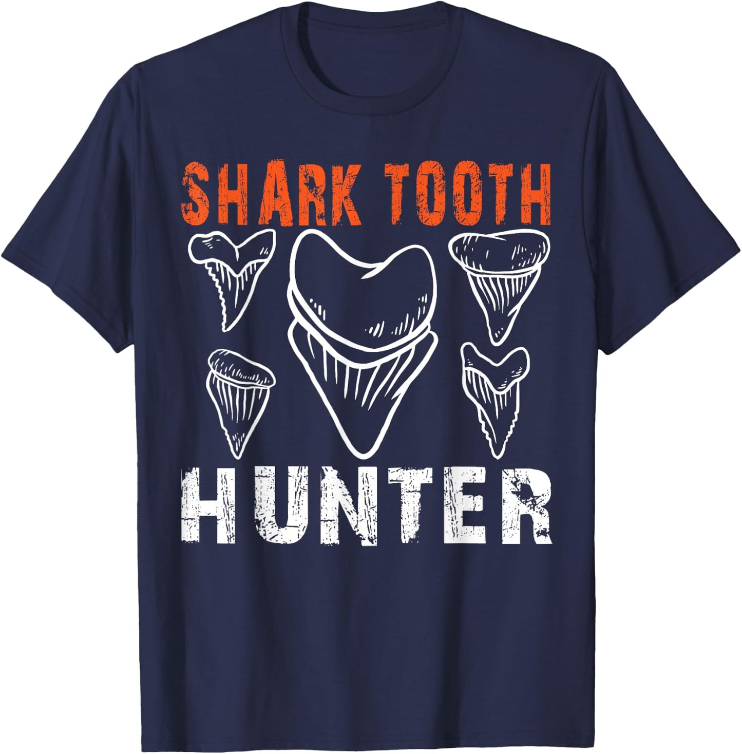 Shark Tooth Hunter Collector Jar Shark Teeth Hunting T-Shirt - T-Shirt | Navy