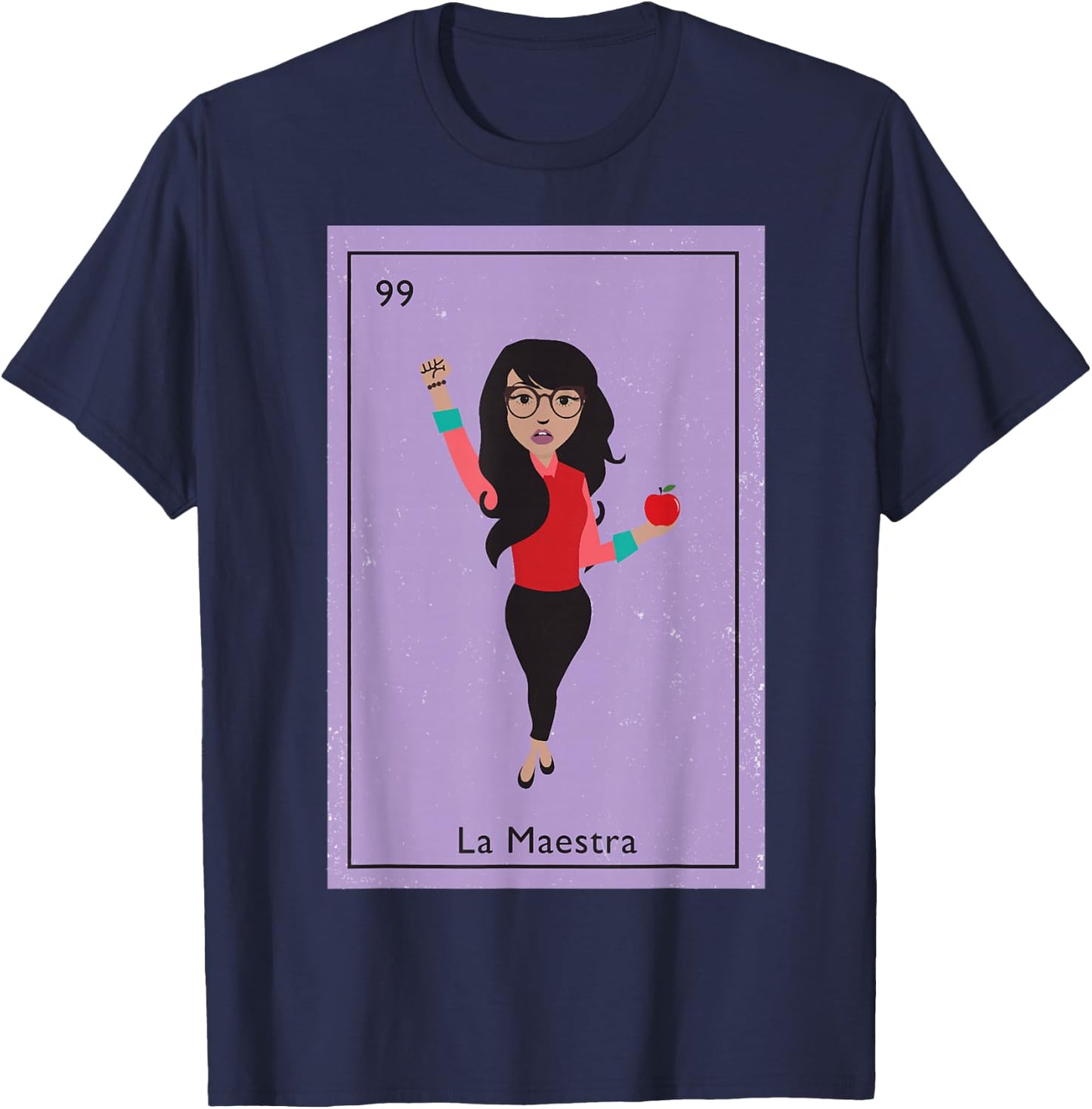 La Maestra Mexican Bingo Card Teacher Lottery Card T-Shirt - T-Shirt | Navy