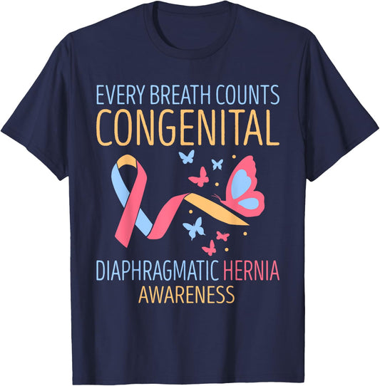 Every Breath Count Congenital Diaphragmatic Hernia Awareness T-Shirt - T-Shirt | Navy
