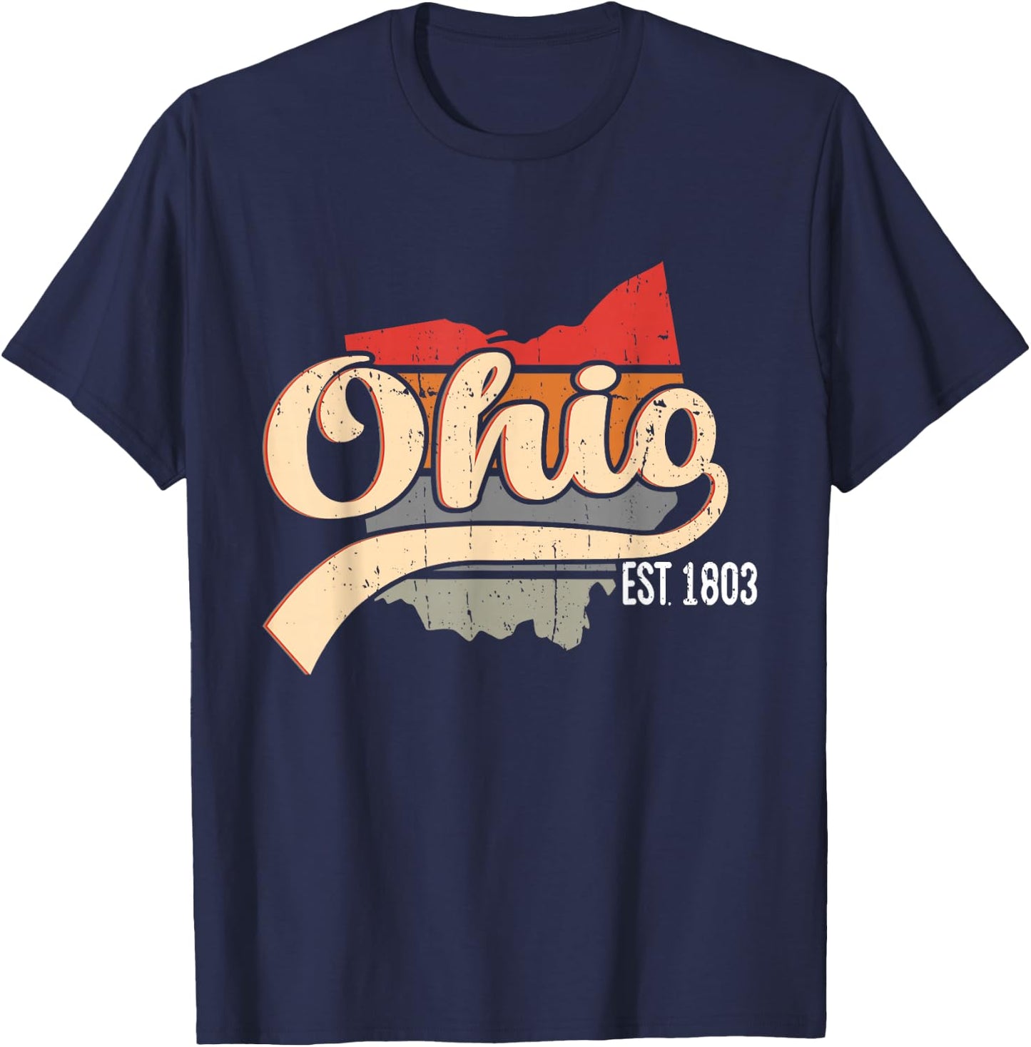 Ohio Home State OH Sunburst Vintage Retro Design T-Shirt - T-Shirt | Navy