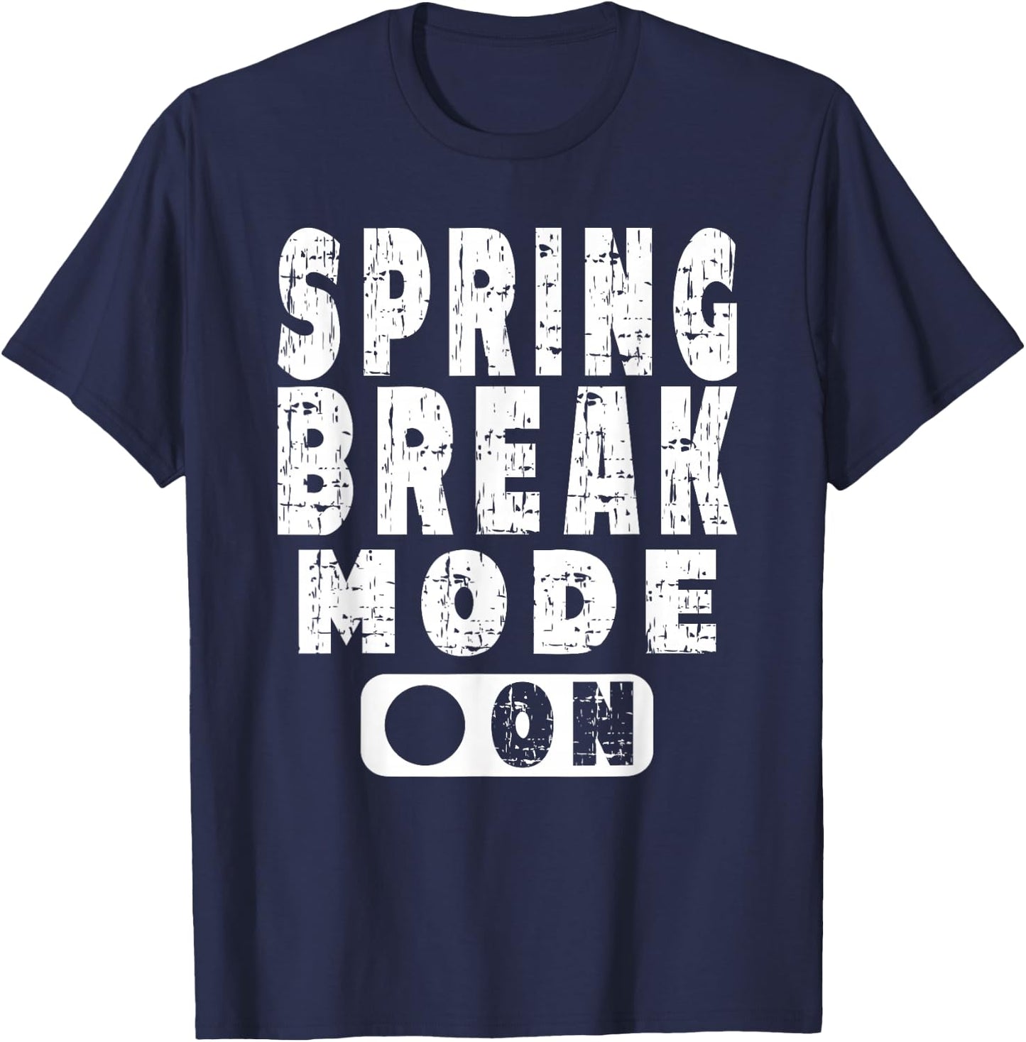 Spring Break Mode On - Vintage Graphic Art Novelty Design T-Shirt - T-Shirt | Navy