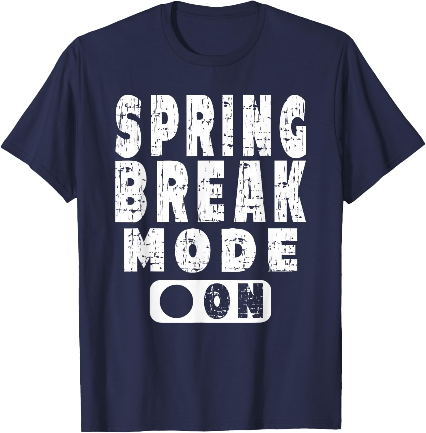 Spring Break Mode On - Vintage Graphic Art Novelty Design T-Shirt - T-Shirt | Navy