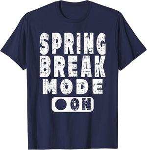 Spring Break Mode On - Vintage Graphic Art Novelty Design T-Shirt - T-Shirt | Navy